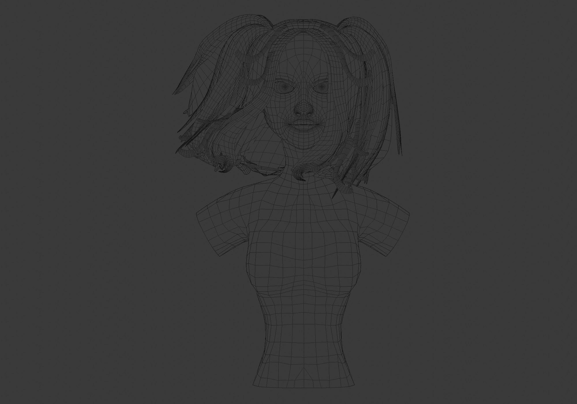 Female Cute Hairstyle 3D model_5