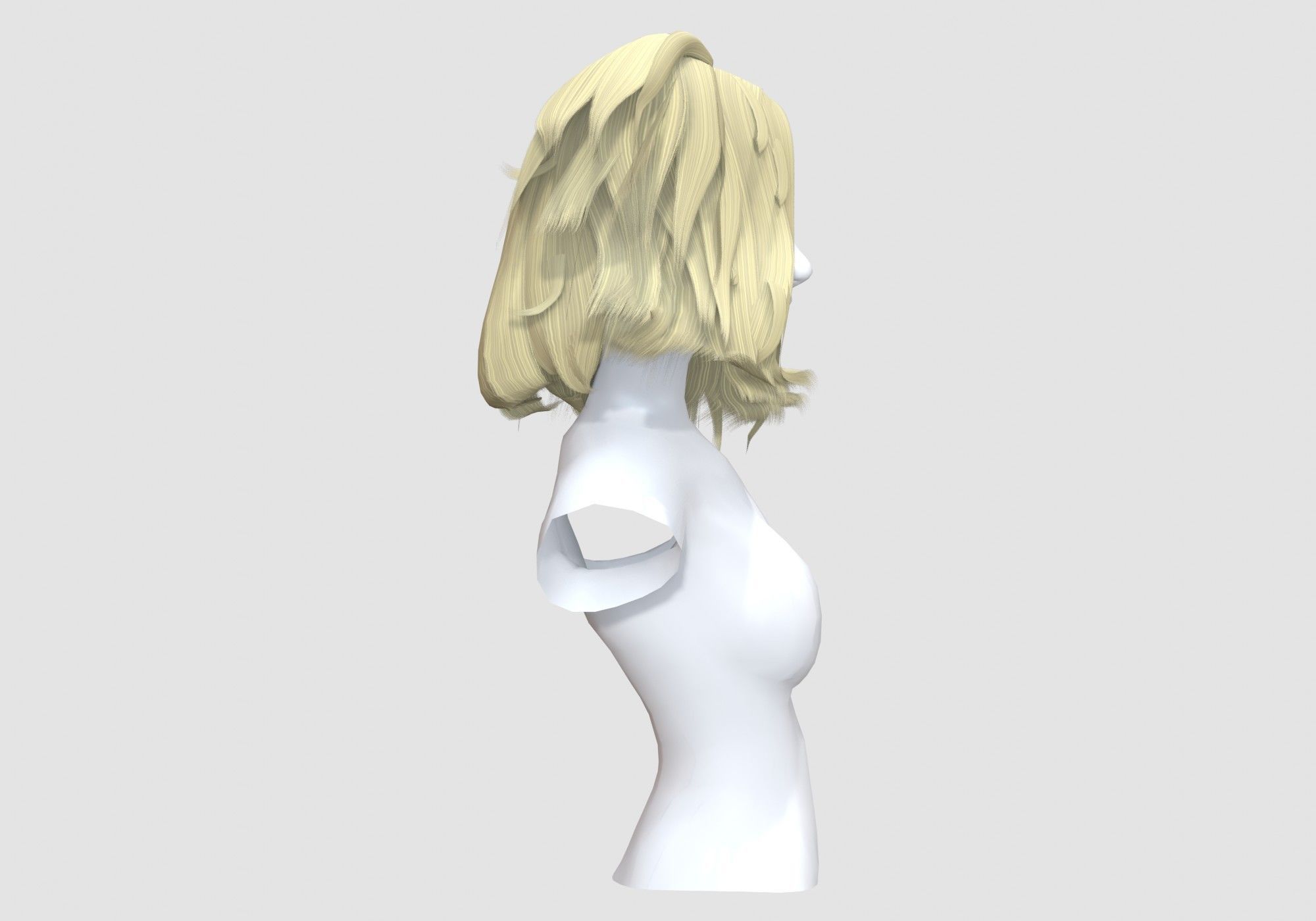 Female Cute Hairstyle 3D model_2
