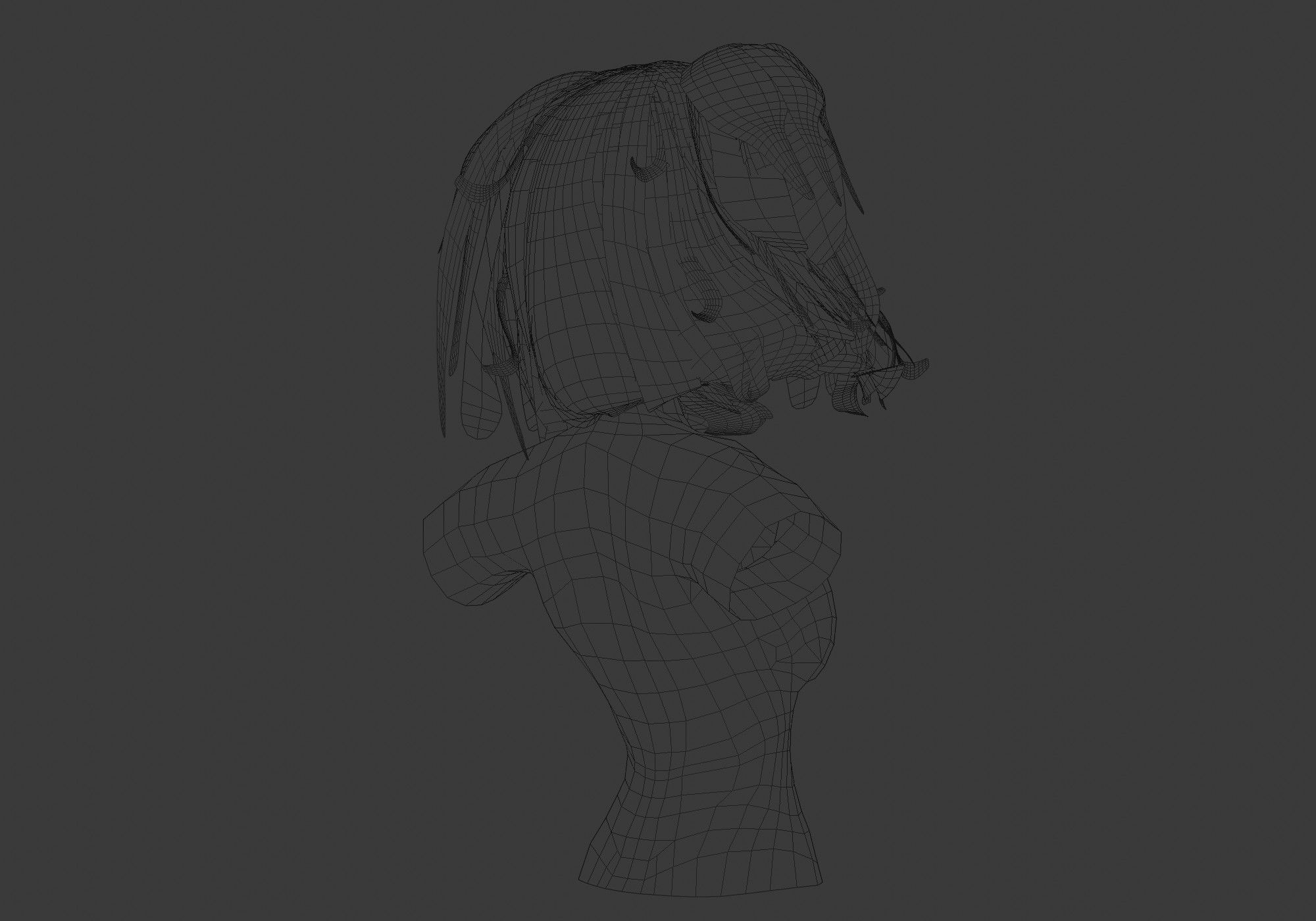 Female Cute Hairstyle 3D model_8