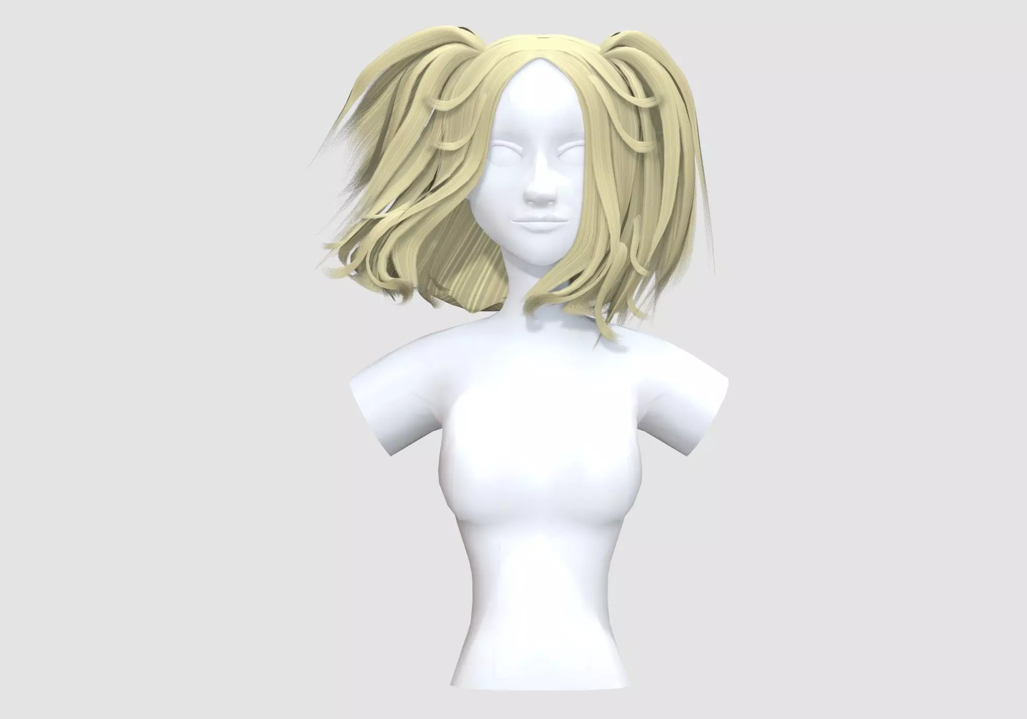 Female Cute Hairstyle 3D model_0