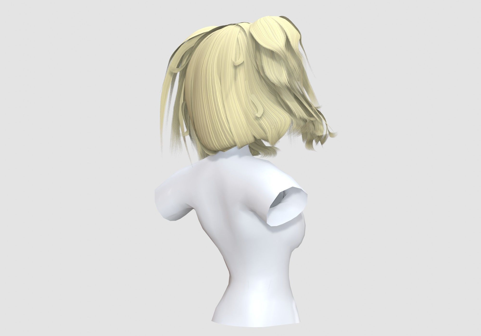 Female Cute Hairstyle 3D model_3