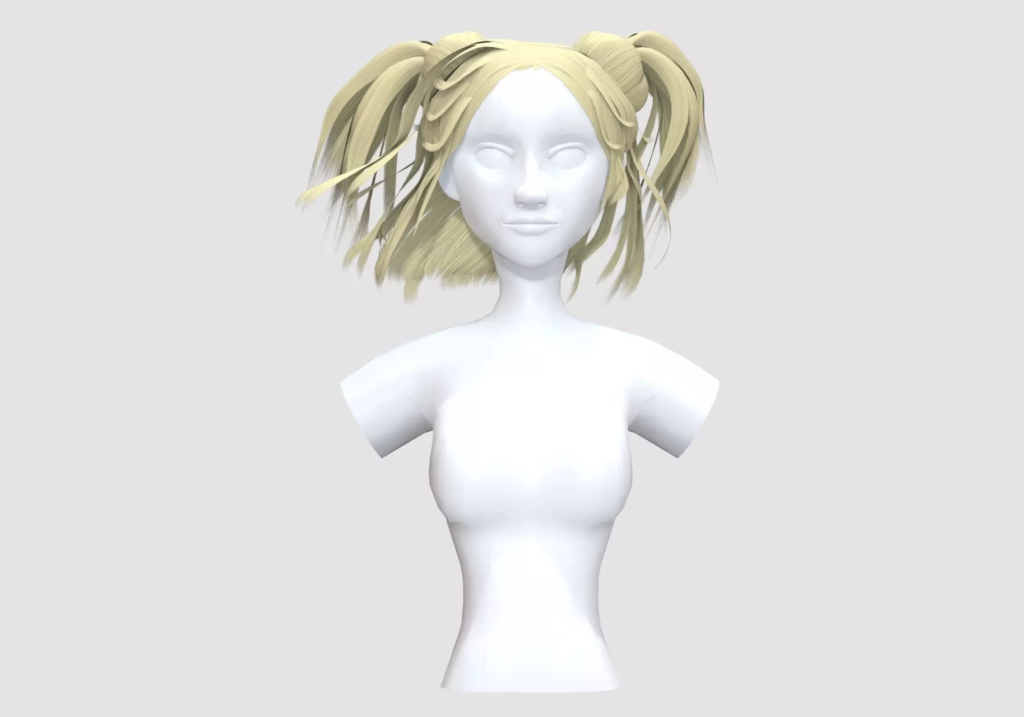 Cute Female Hairstyle 3D model_0