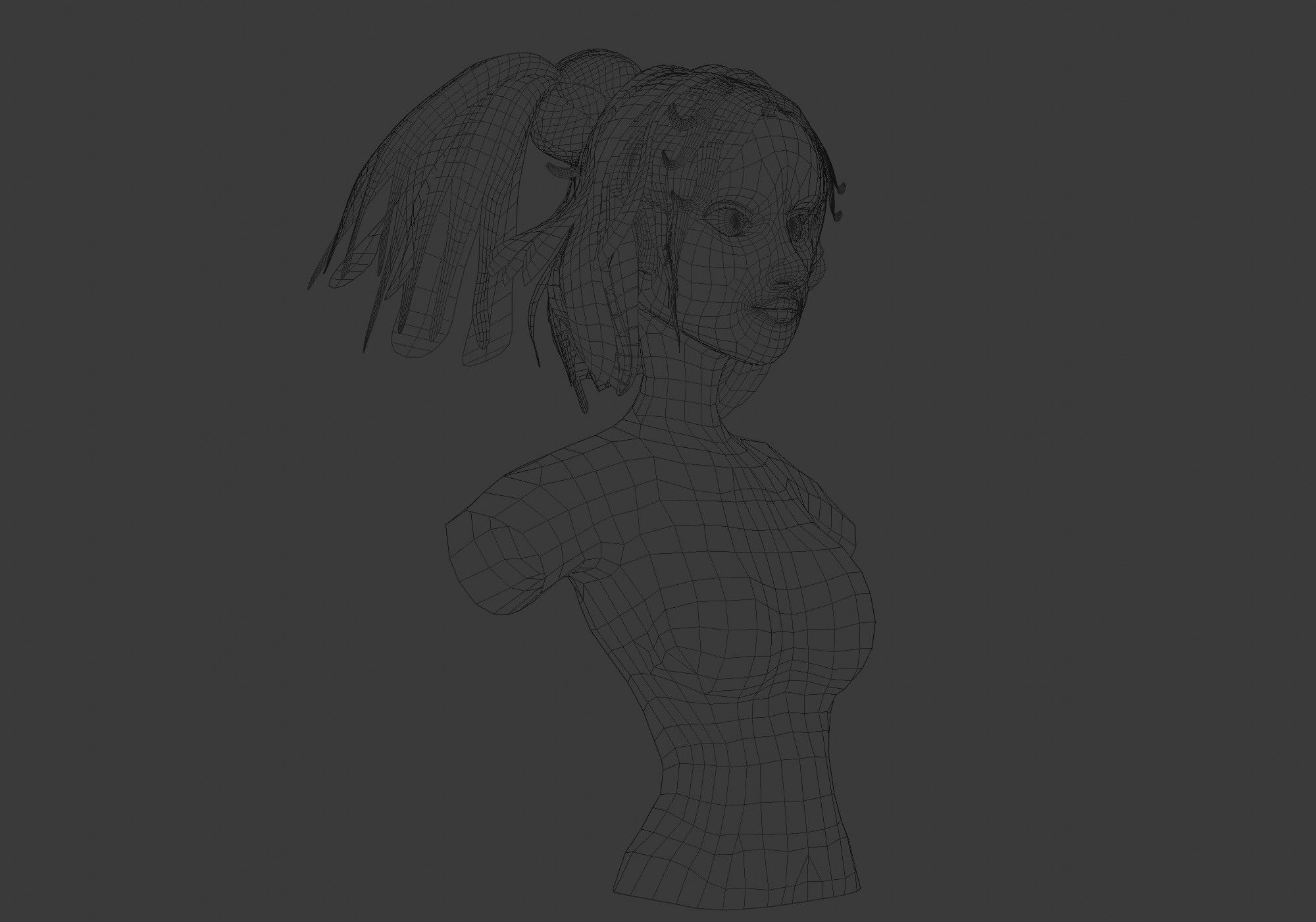 Cute Female Hairstyle 3D model_6