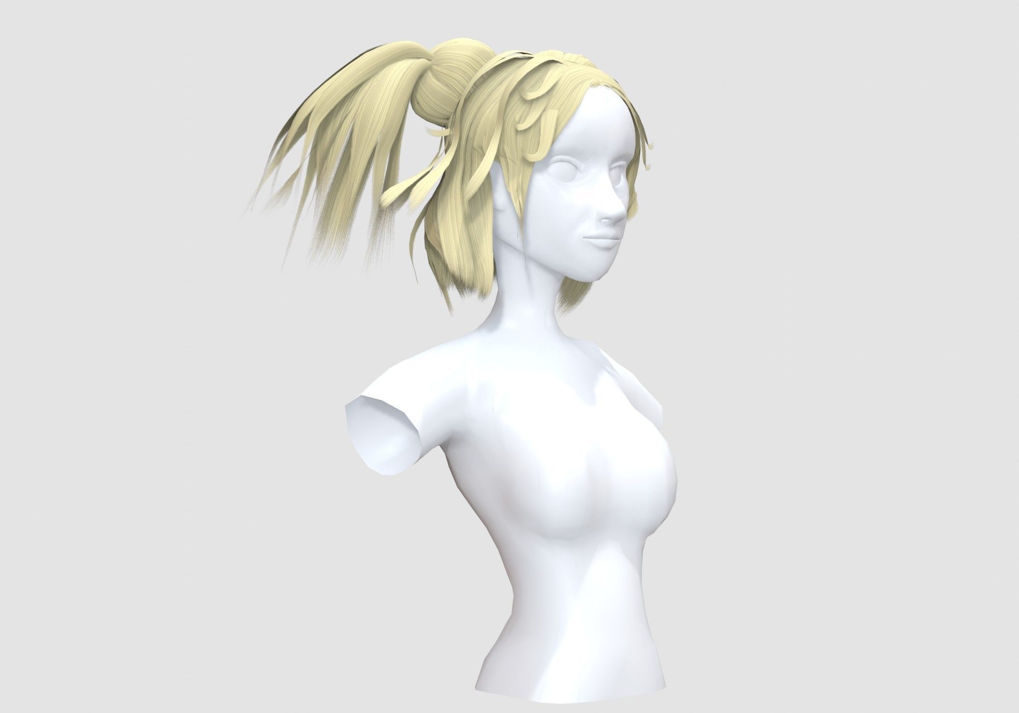 Cute Female Hairstyle 3D model_1