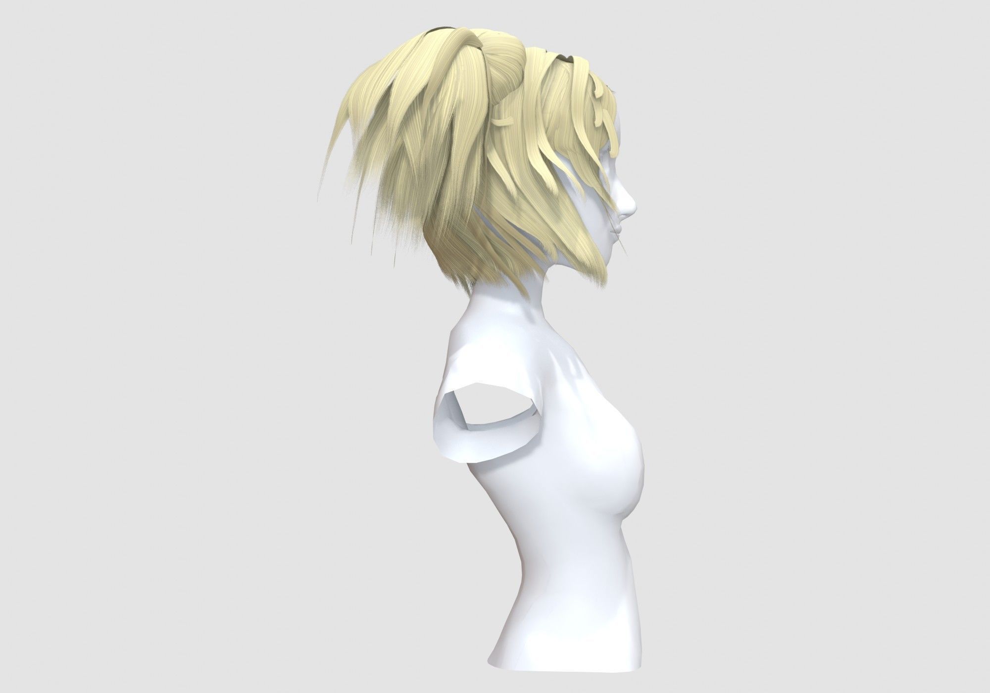 Cute Female Hairstyle 3D model_2