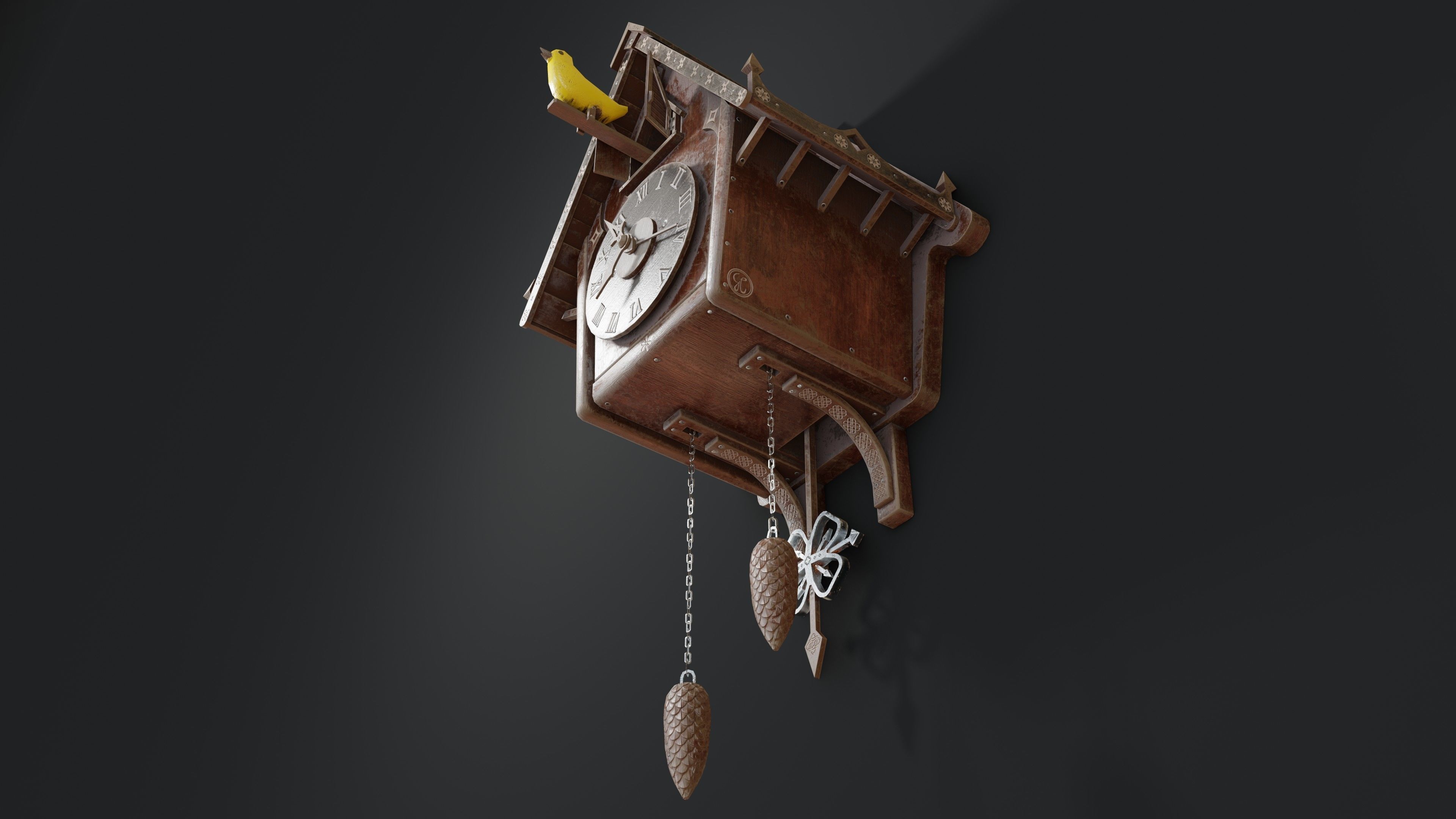 Cuckoo Clock Low-poly 3D model_2