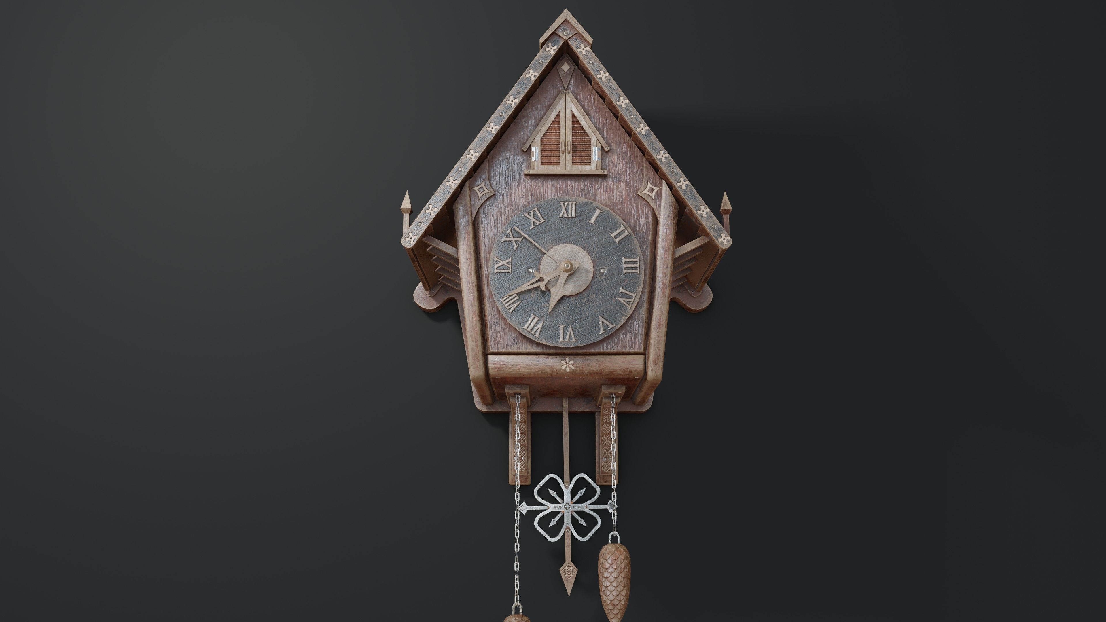 Cuckoo Clock Low-poly 3D model_7