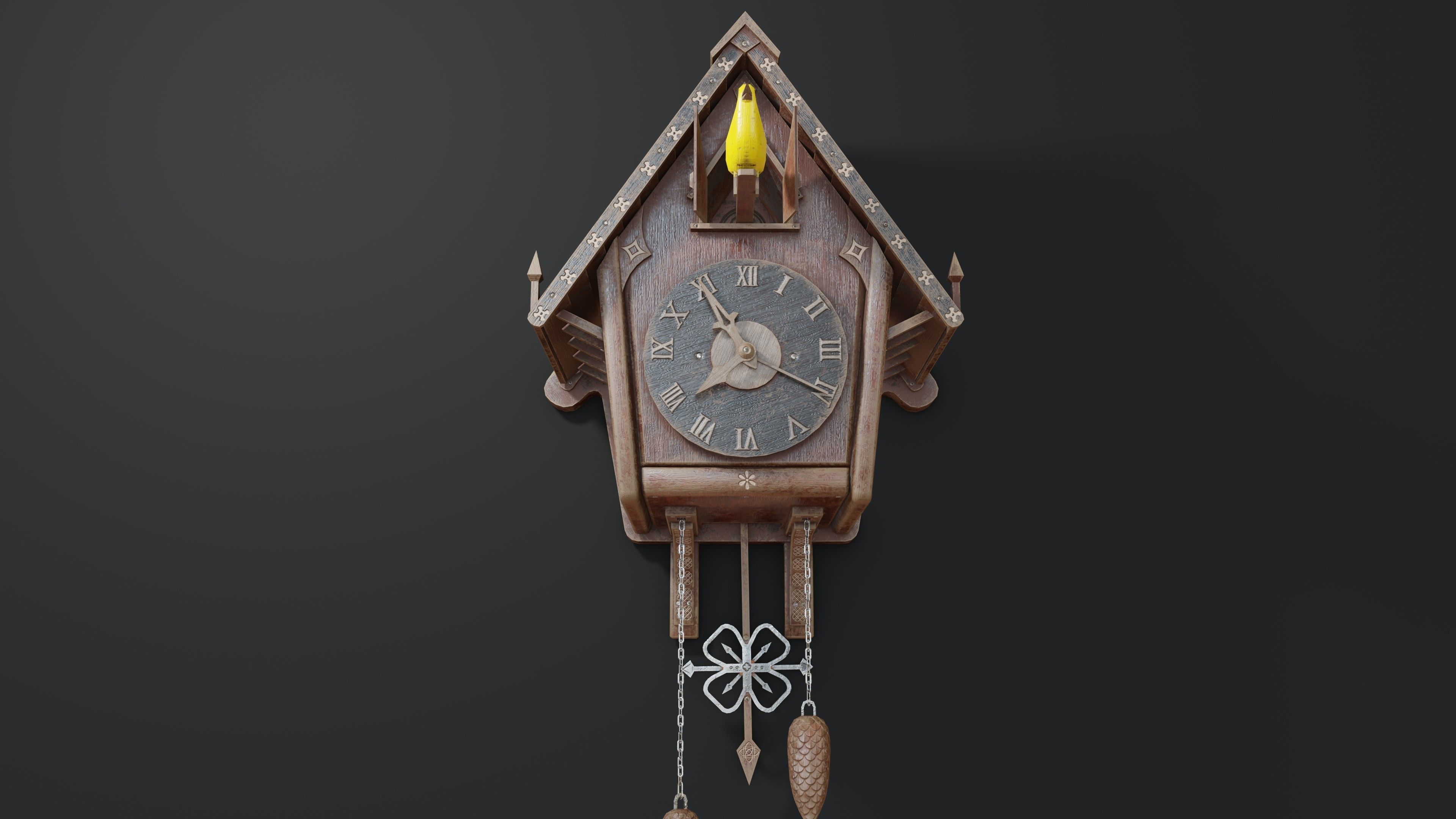 Cuckoo Clock Low-poly 3D model_6