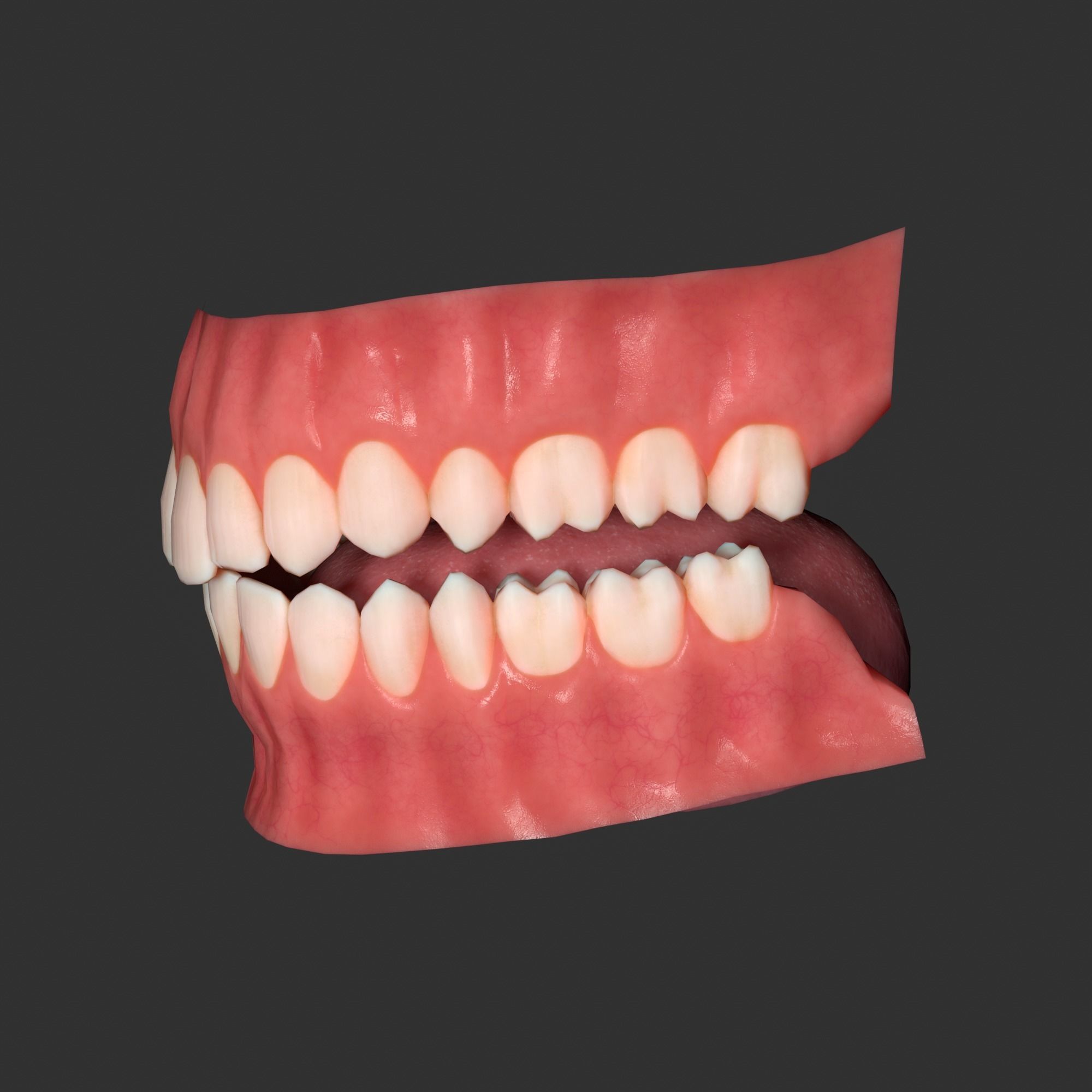 Human mouth Low-poly 3D model_2