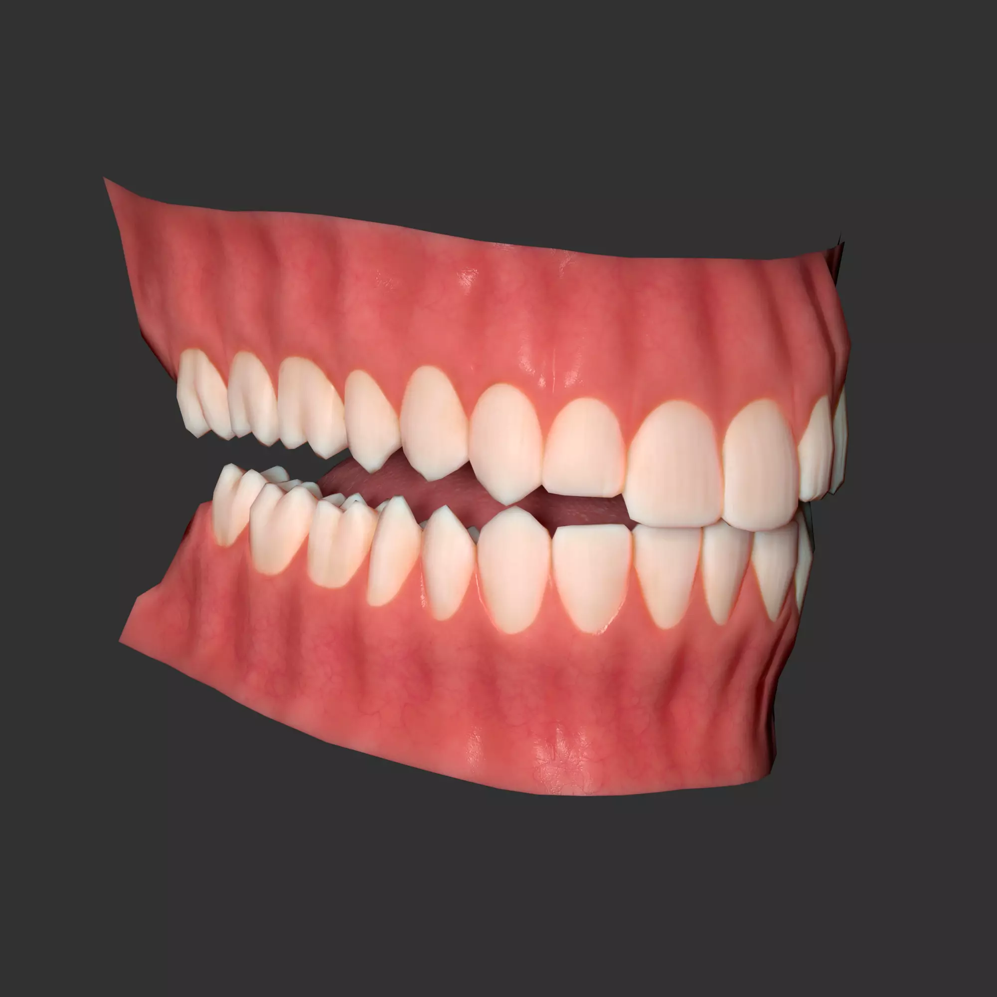 Human mouth Low-poly 3D model_0
