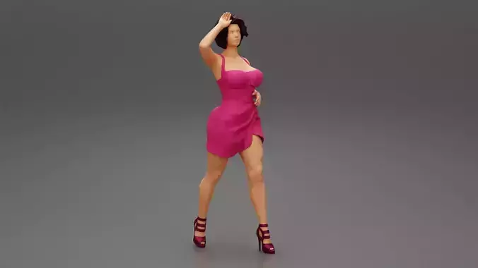 Sexy Woman In High Heels And Short Dress