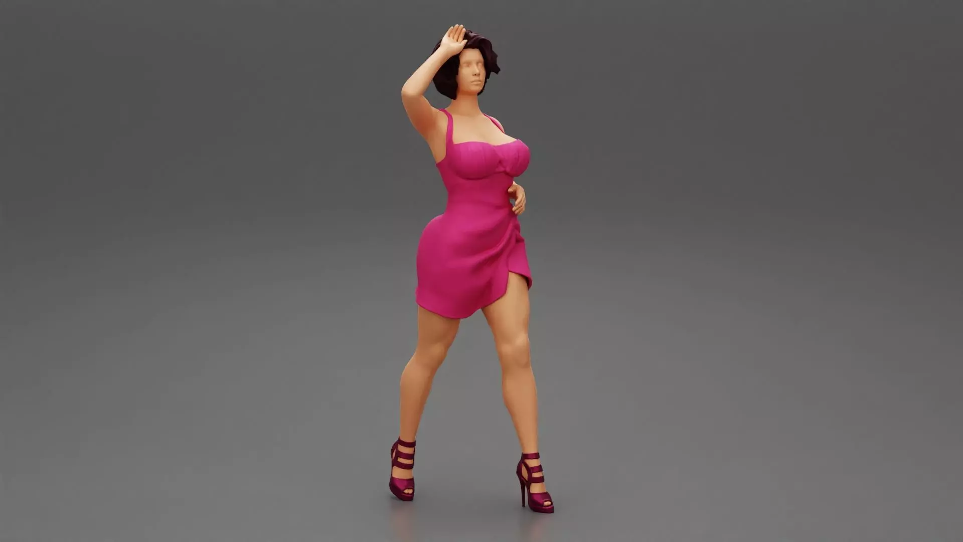 Woman In High Heels And Short Dress 3D print model