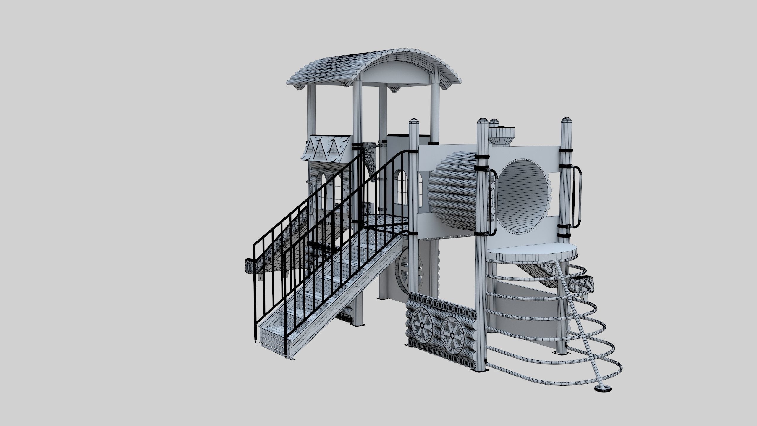 Train Style Playground 2 Low-poly 3D model_10