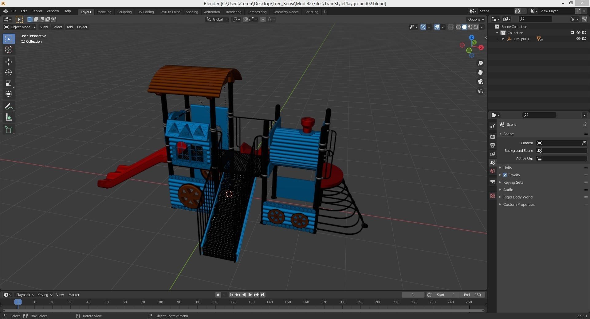Train Style Playground 2 Low-poly 3D model_38