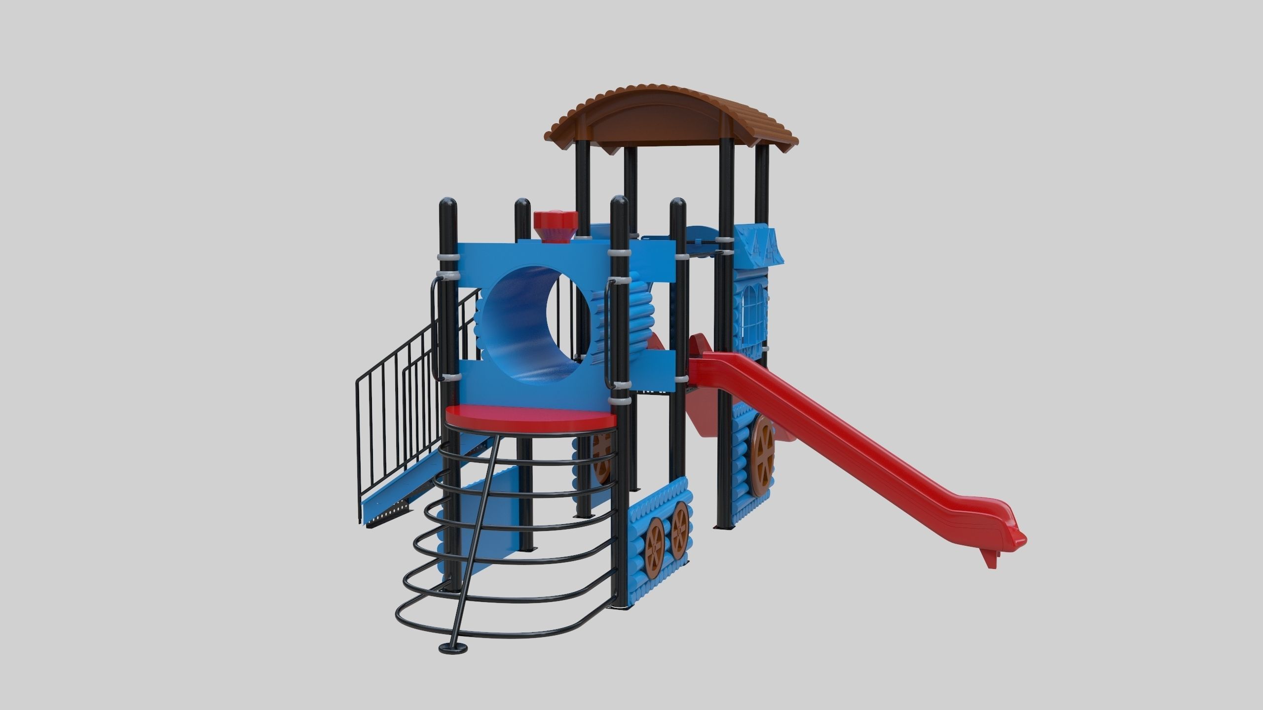 Train Style Playground 2 Low-poly 3D model_5