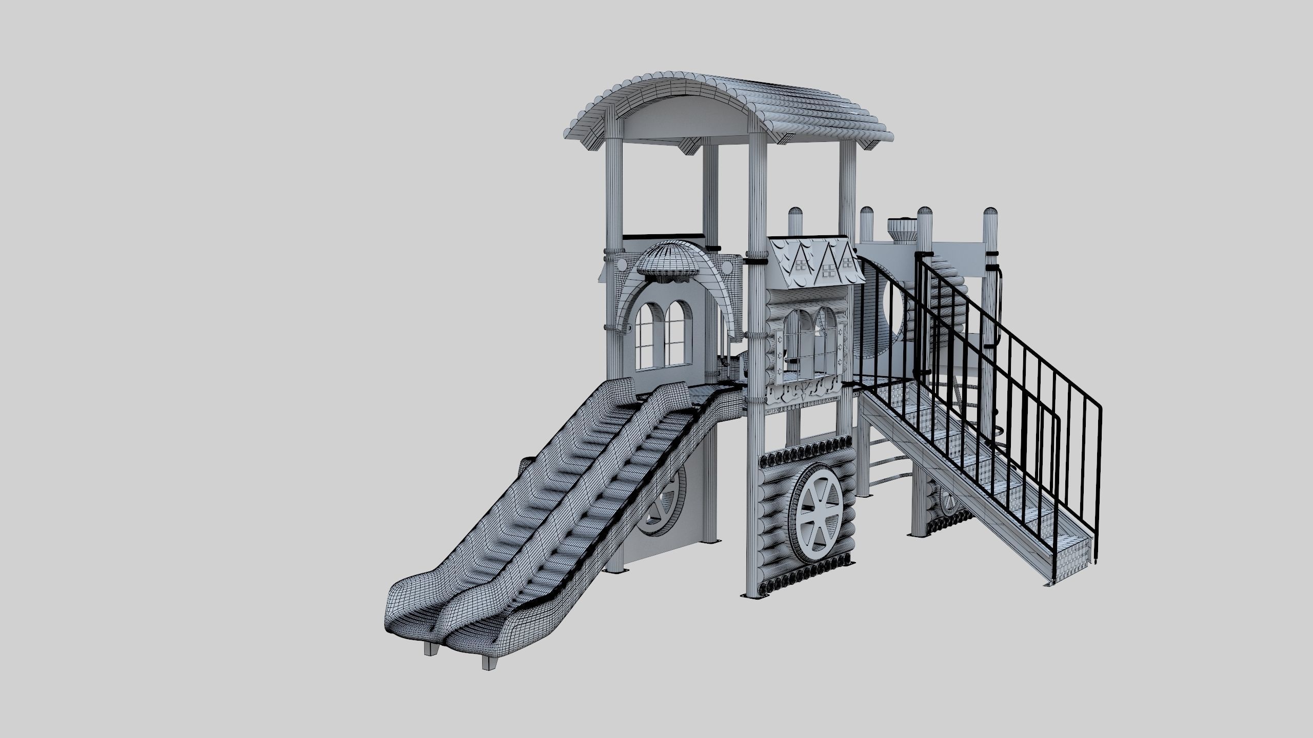 Train Style Playground 2 Low-poly 3D model_12