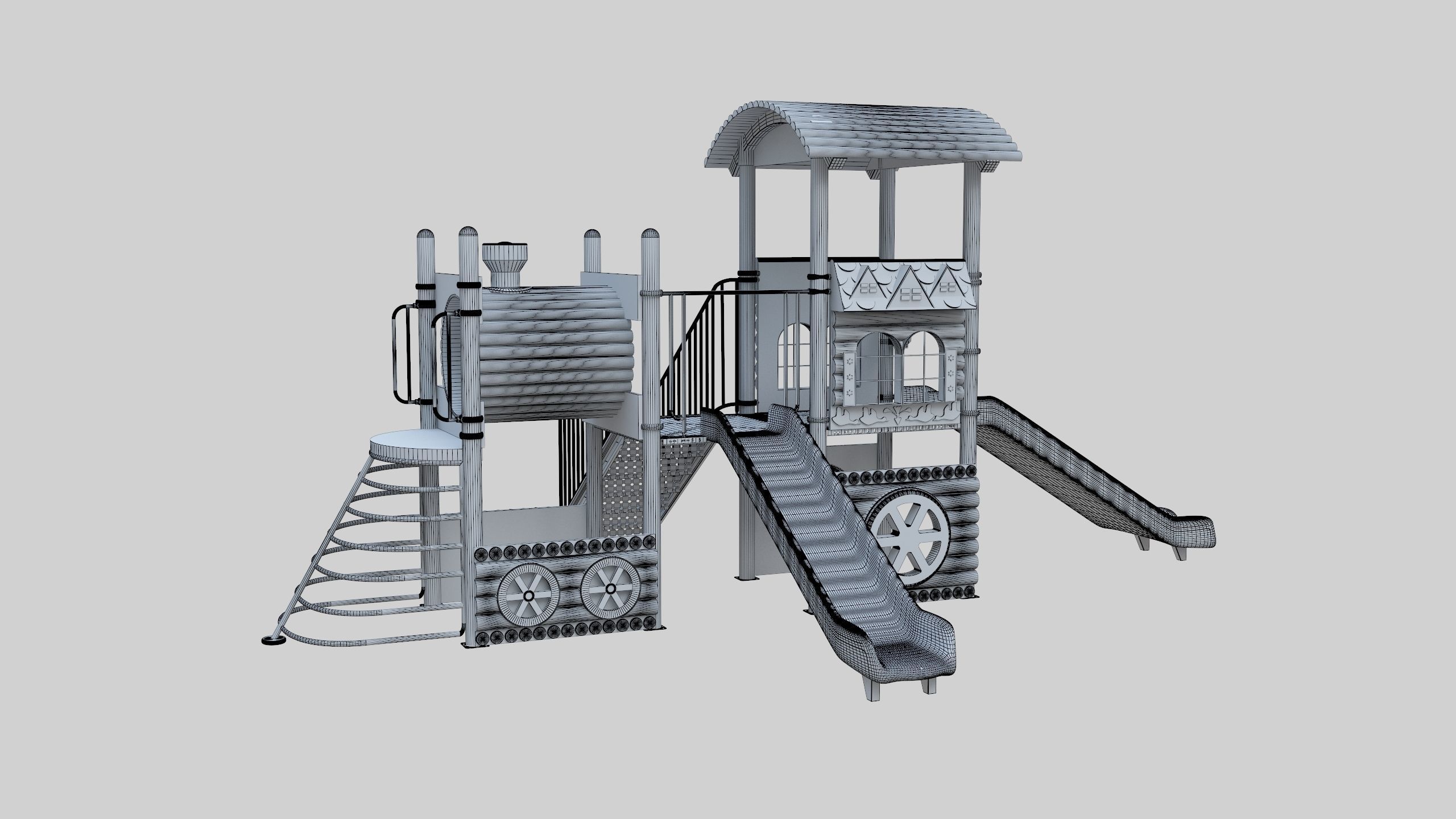 Train Style Playground 2 Low-poly 3D model_16