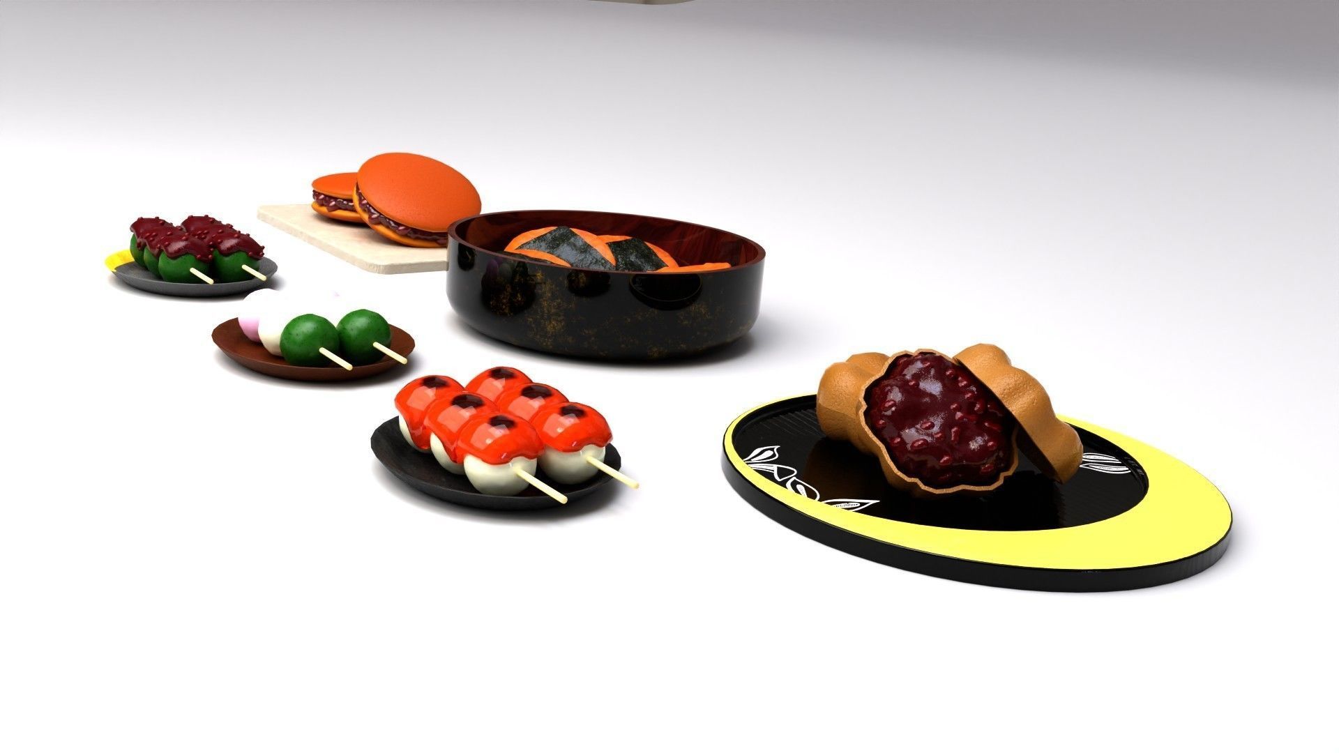 Japanese sweets set 3D model_6