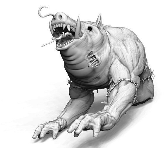 Half Pig Demonic Zombie 3D print model