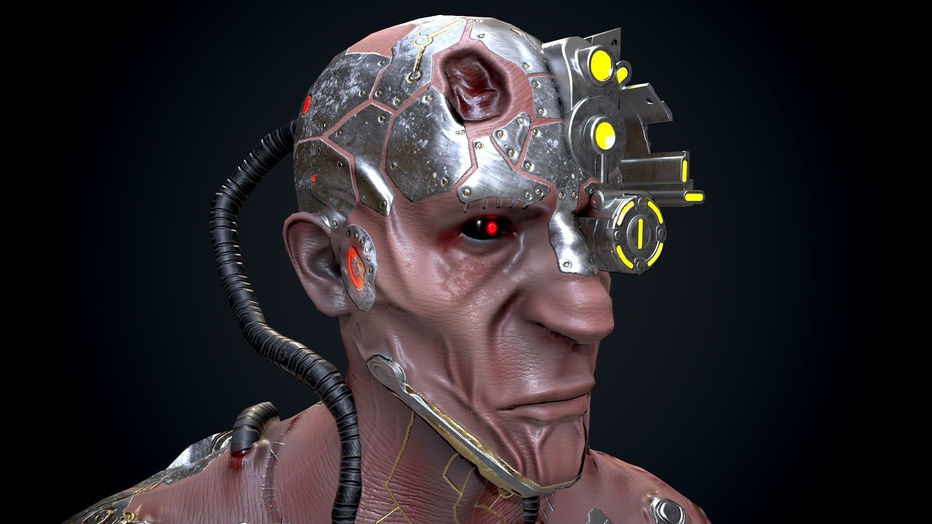 Cyber mutant Low-poly 3D model_19
