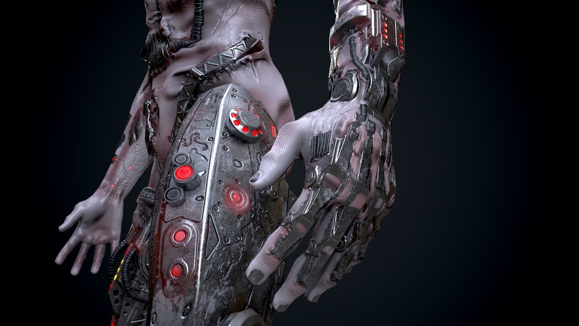 Cyber mutant Low-poly 3D model_14