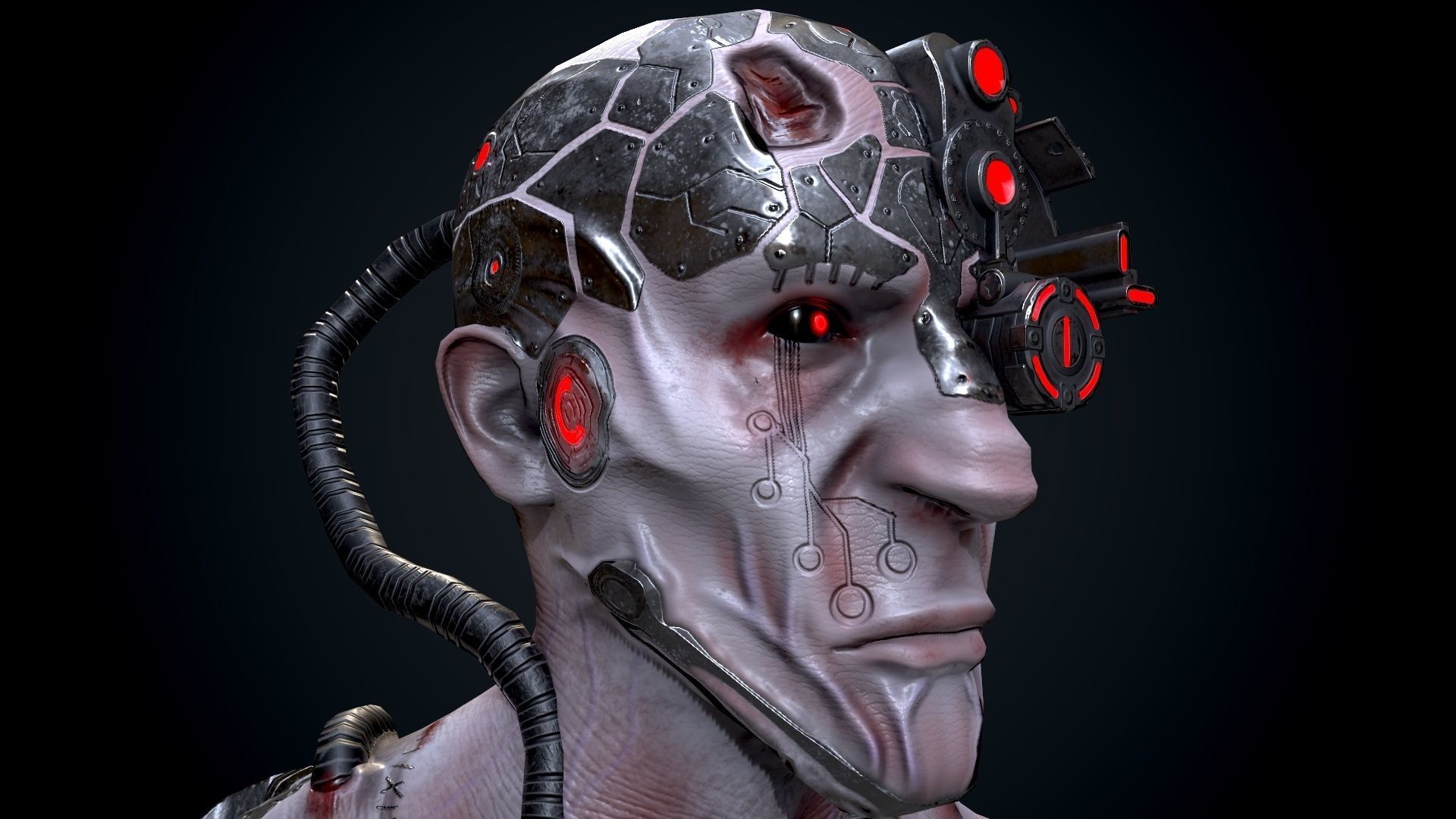 Cyber mutant Low-poly 3D model_4