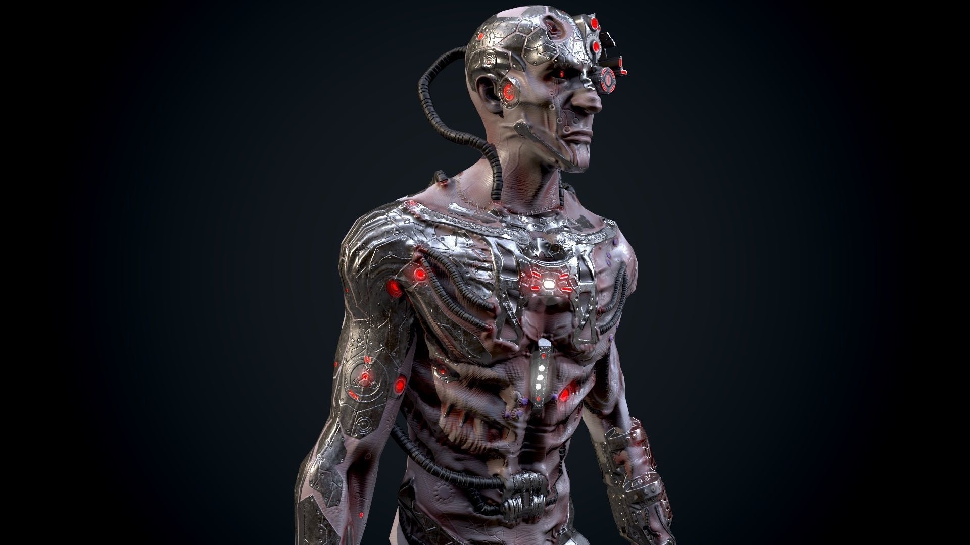 Cyber mutant Low-poly 3D model_6