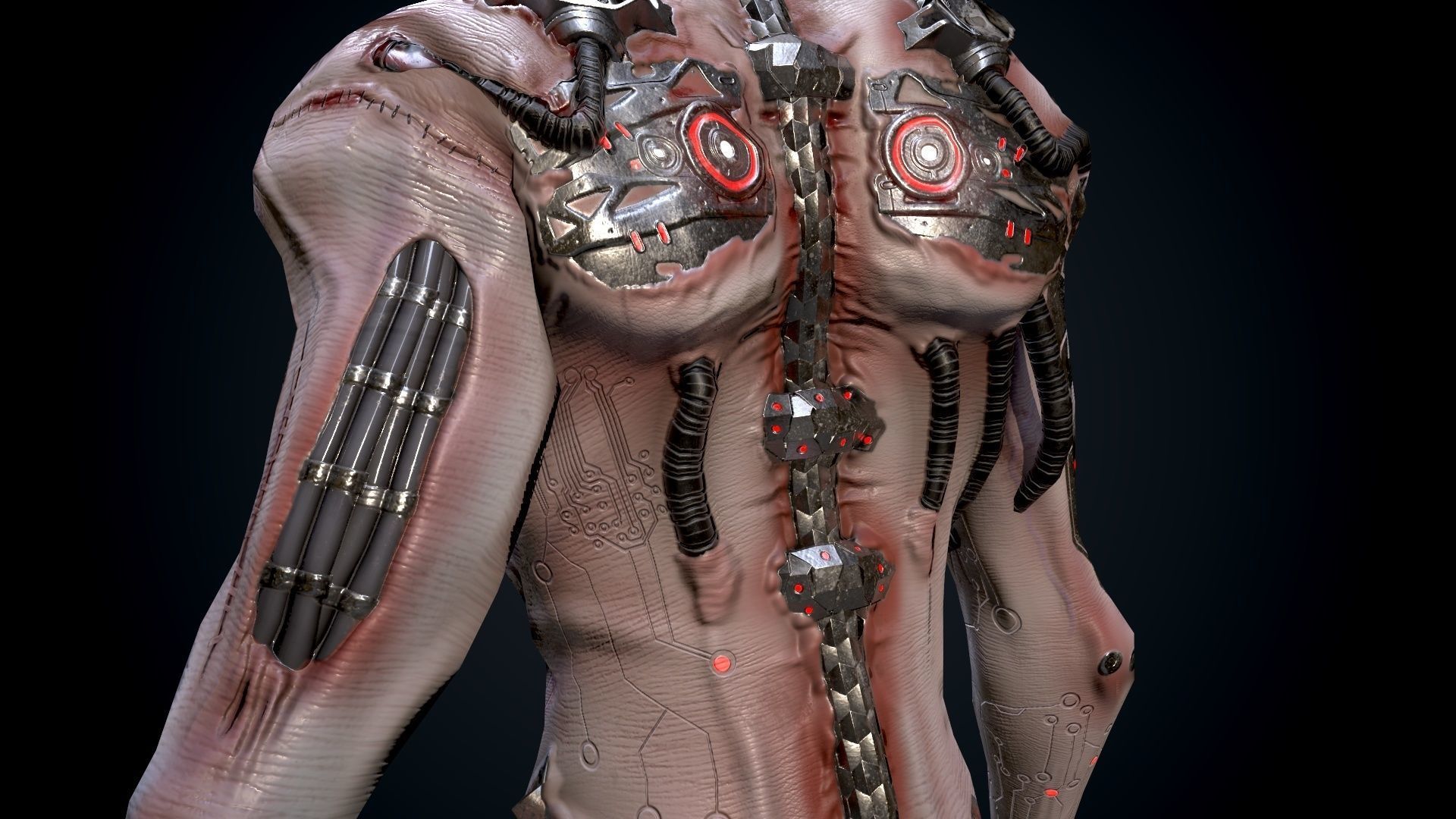 Cyber mutant Low-poly 3D model_20