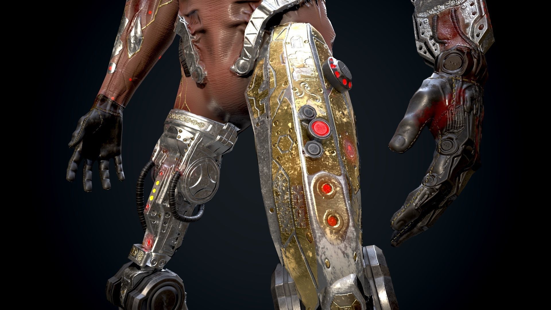 Cyber mutant Low-poly 3D model_16