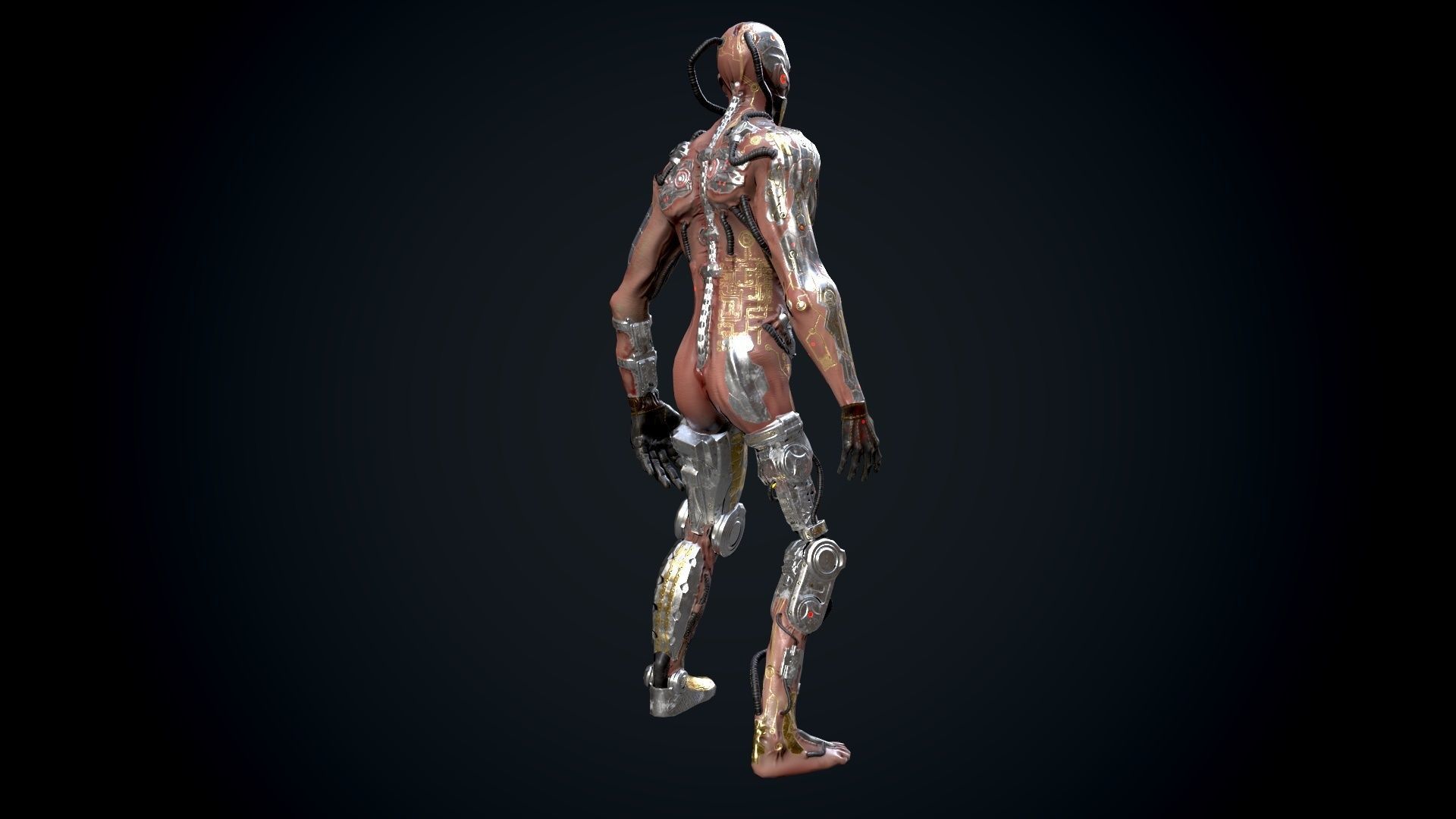 Cyber mutant Low-poly 3D model_8