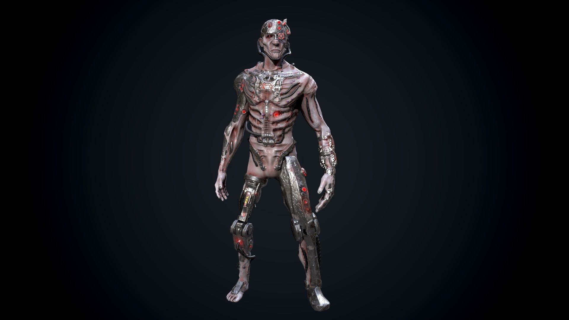 Cyber mutant Low-poly 3D model_12