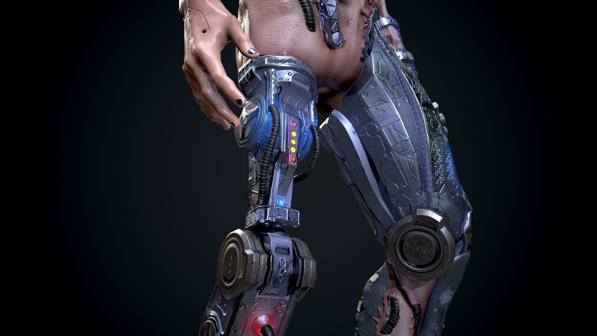 Cyber mutant Low-poly 3D model_17