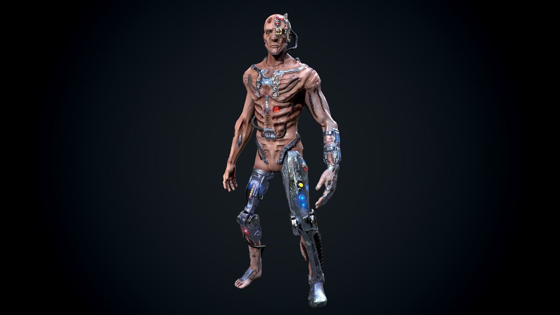 Cyber mutant Low-poly 3D model_10