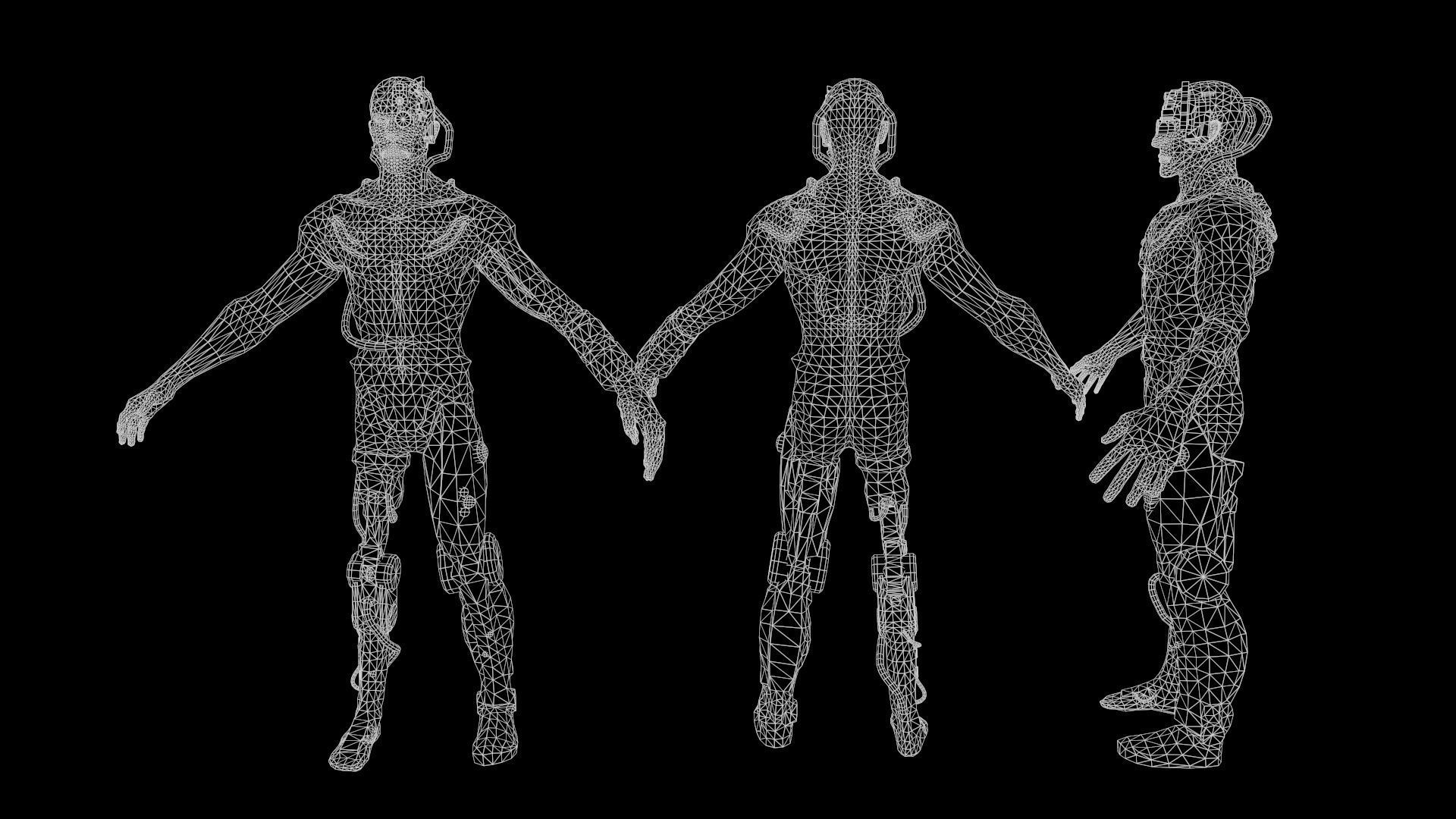 Cyber mutant Low-poly 3D model_21