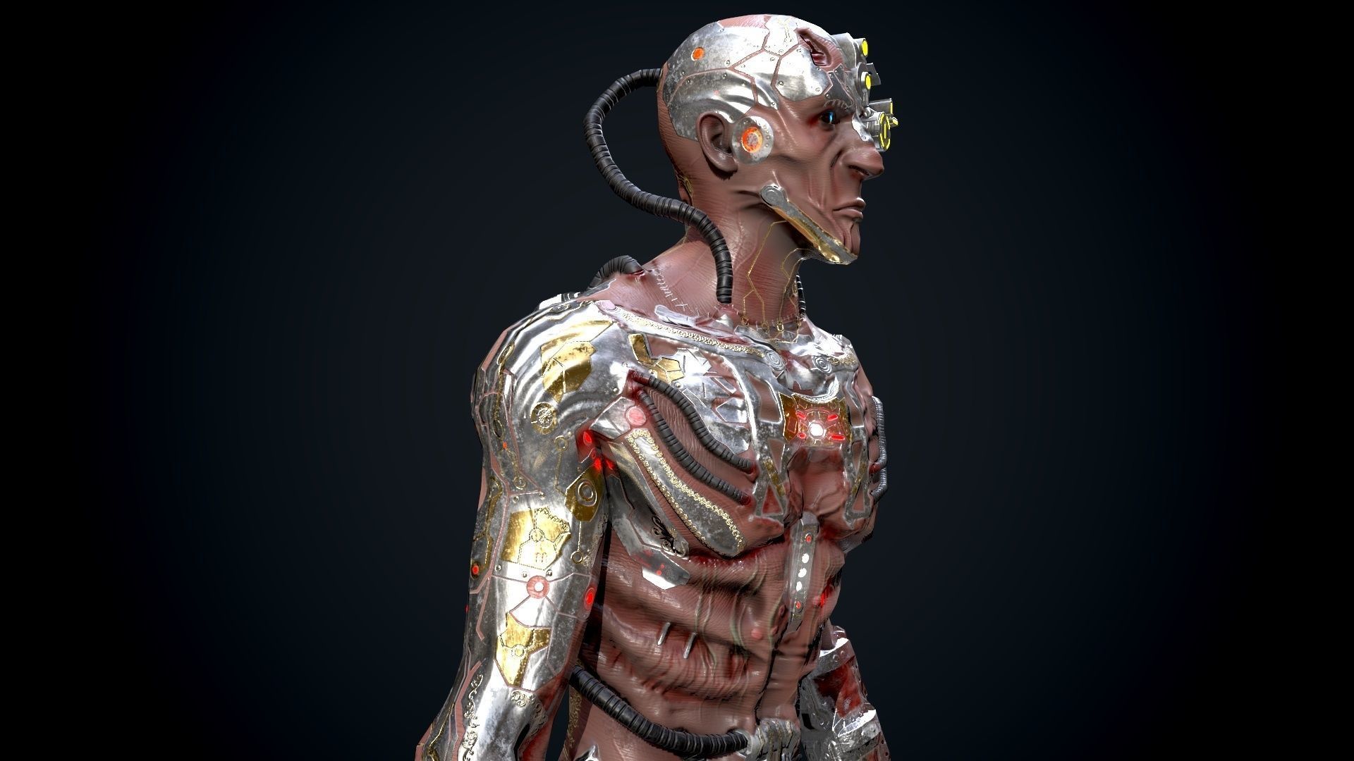 Cyber mutant Low-poly 3D model_9