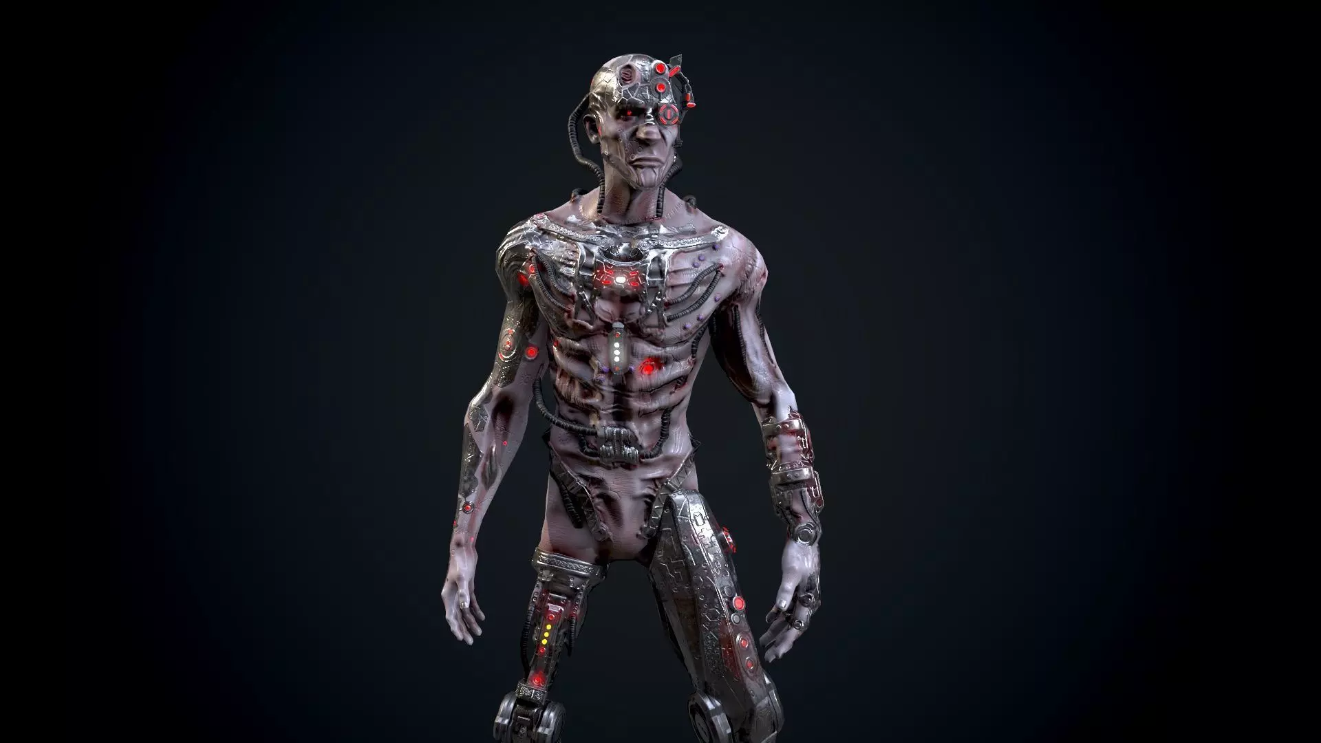 Cyber mutant Low-poly 3D model_0