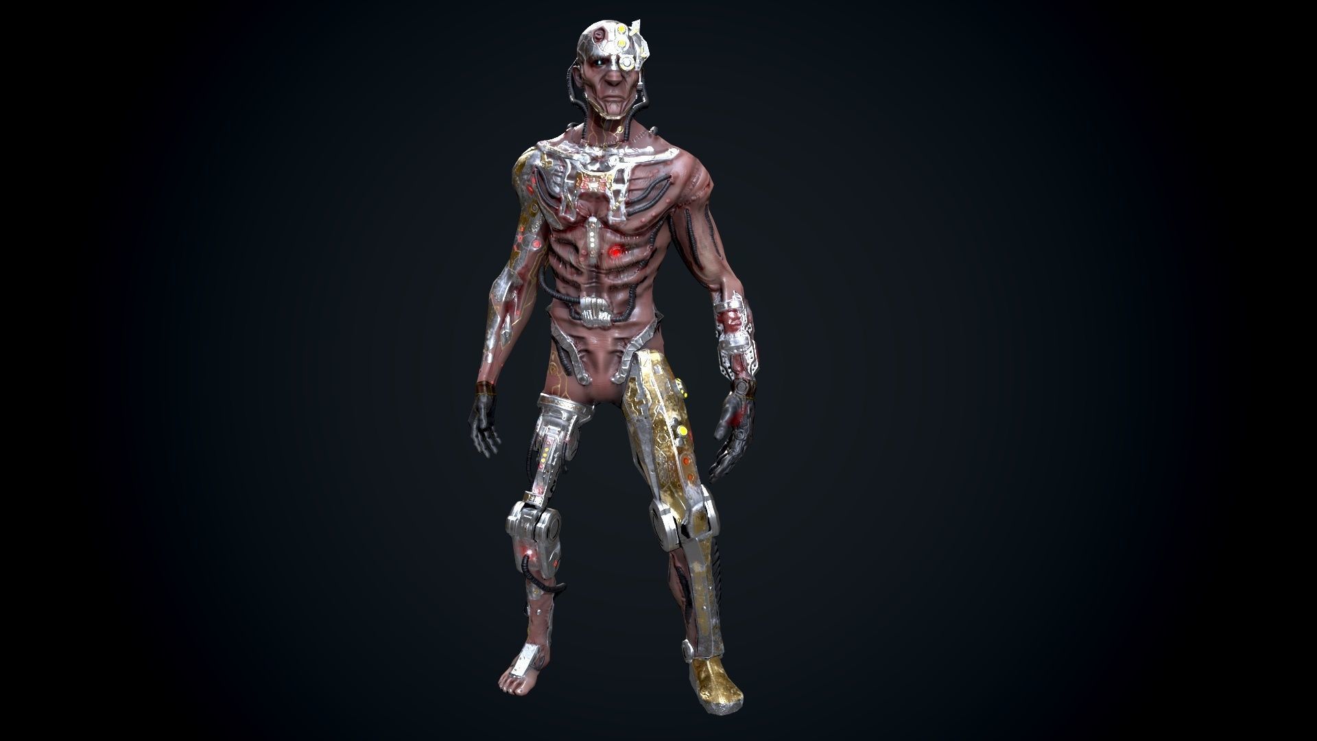 Cyber mutant Low-poly 3D model_7