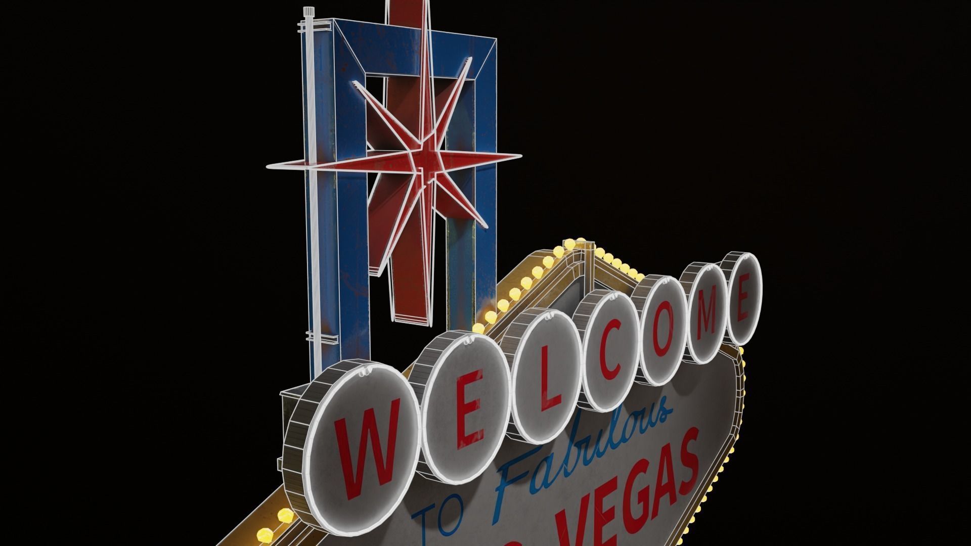 Detailed Las Vegas Sign  3D model_3