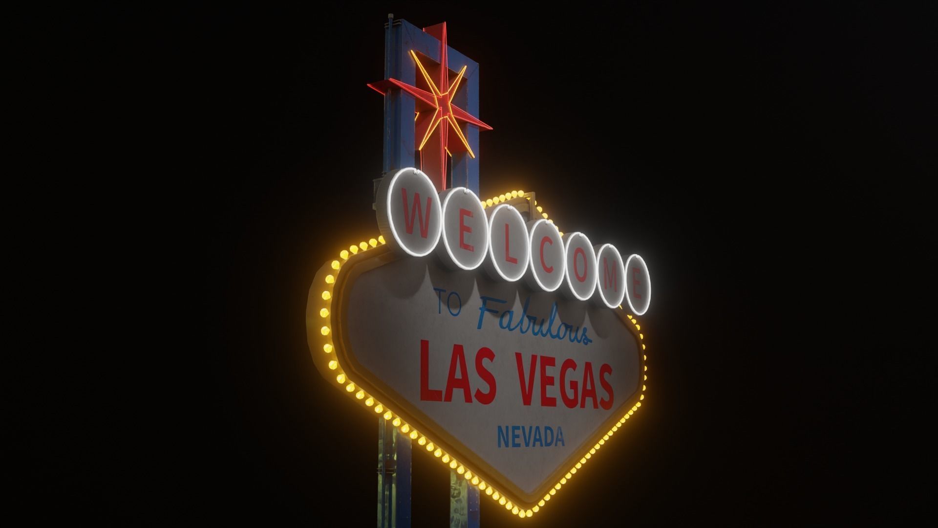 Detailed Las Vegas Sign  3D model_6