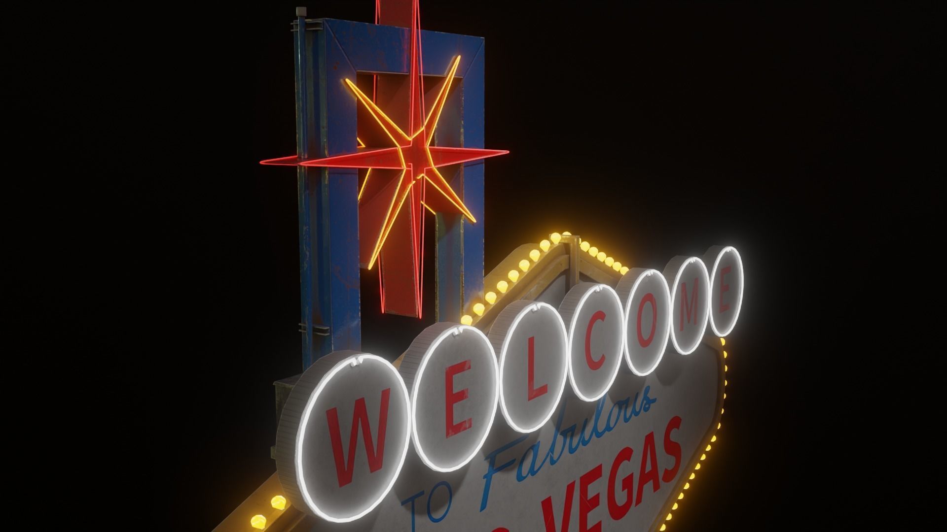 Detailed Las Vegas Sign  3D model_2