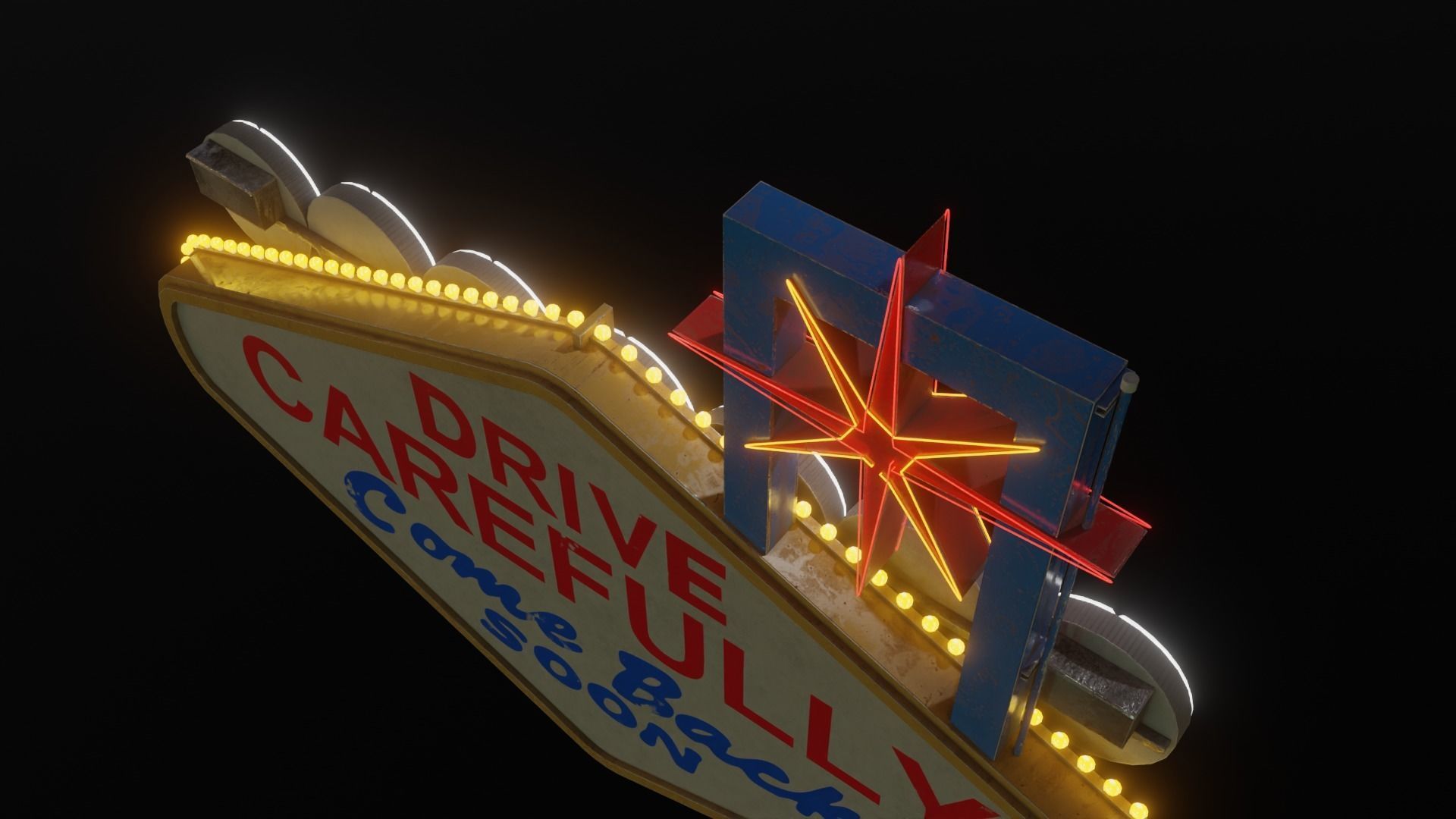Detailed Las Vegas Sign  3D model_9
