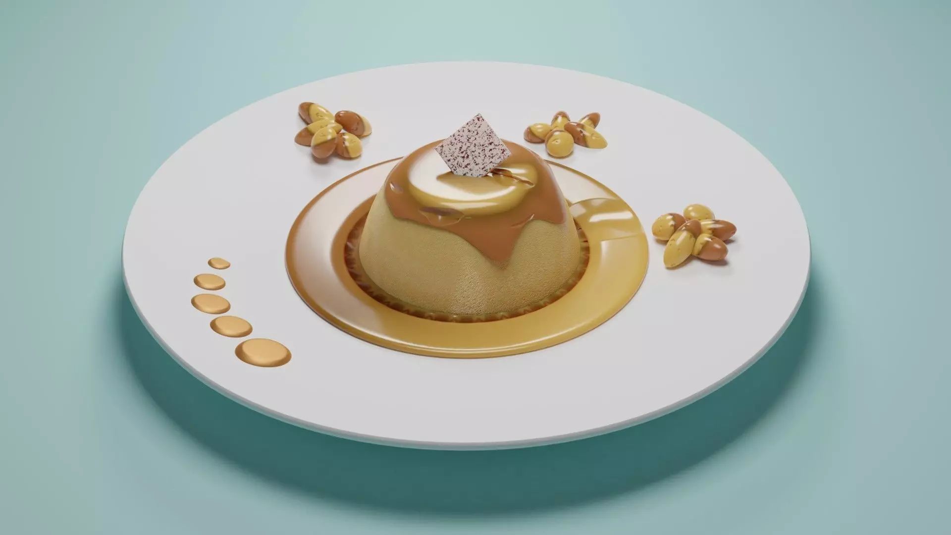 Pudding dessert on plate 3D model