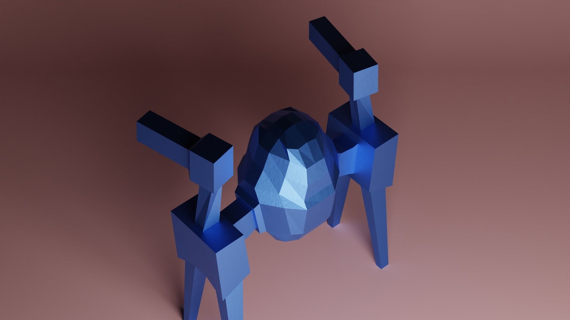 Leaf Blower Robot Low-poly 3D model_4