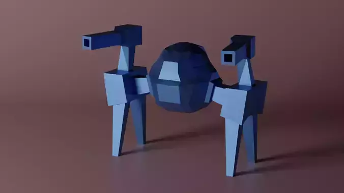 Leaf Blower Robot Low-poly 3D model