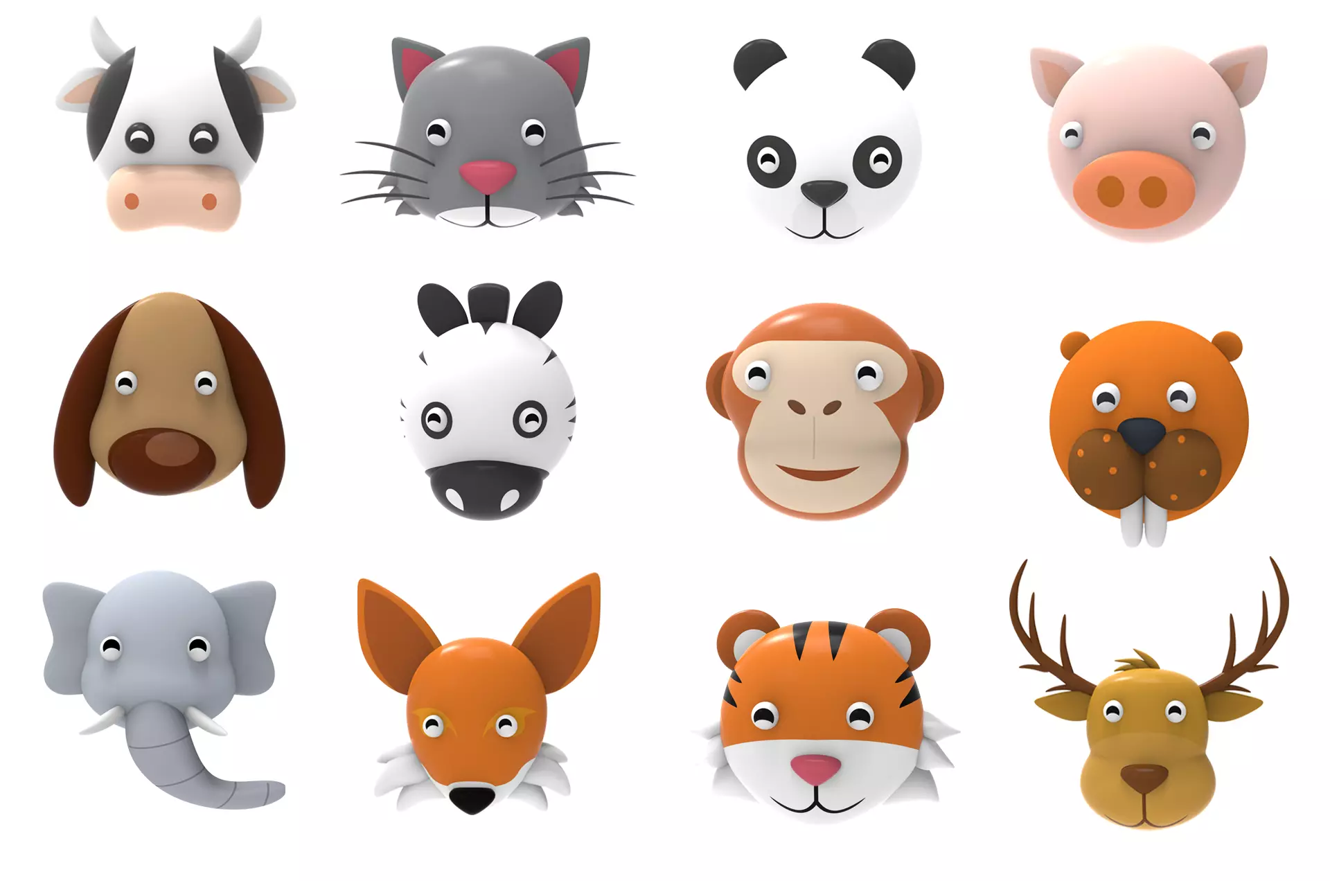 Animal Head 01 Cartoon Low-poly 3D model