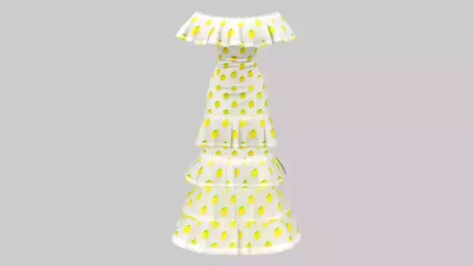 Lemons Prints Spanish Flamingo Gypsy Skirt Dress