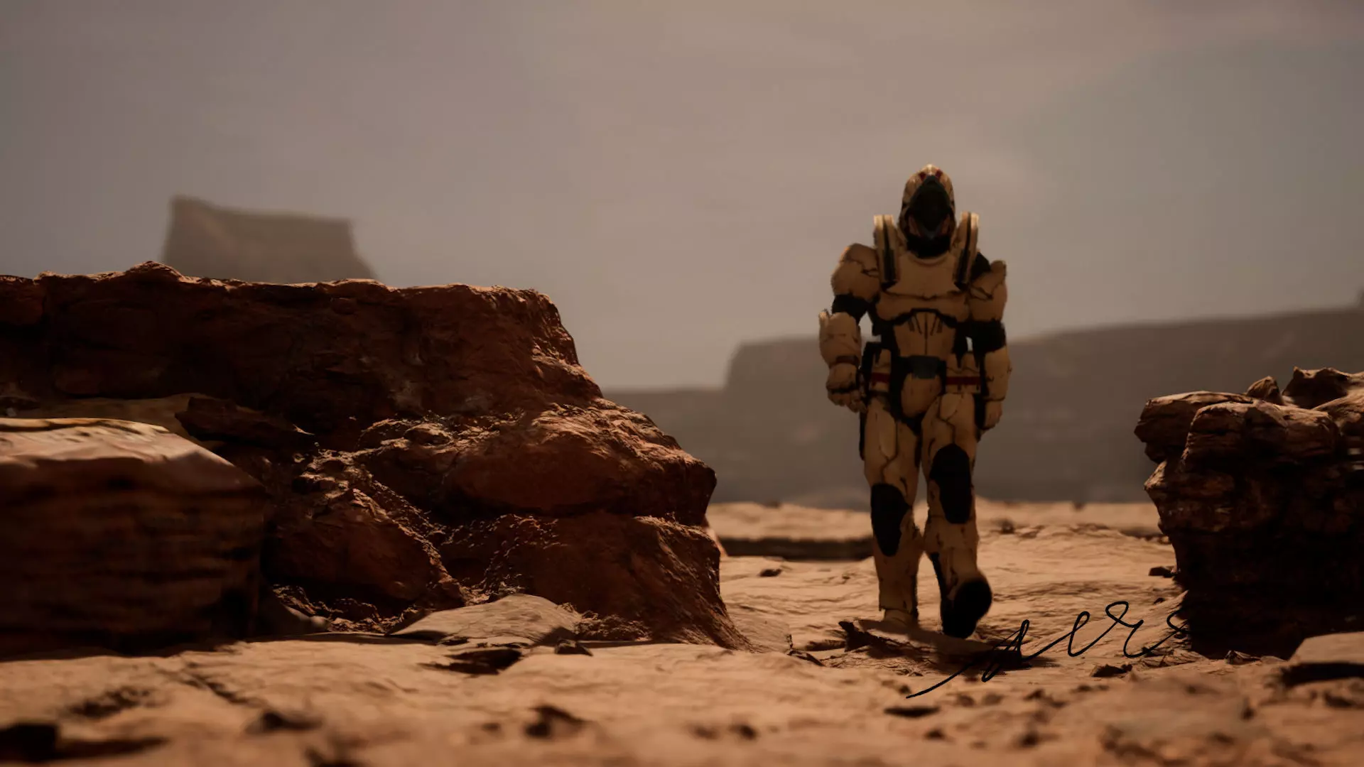 Cinematic Mars Scene animated 3D model