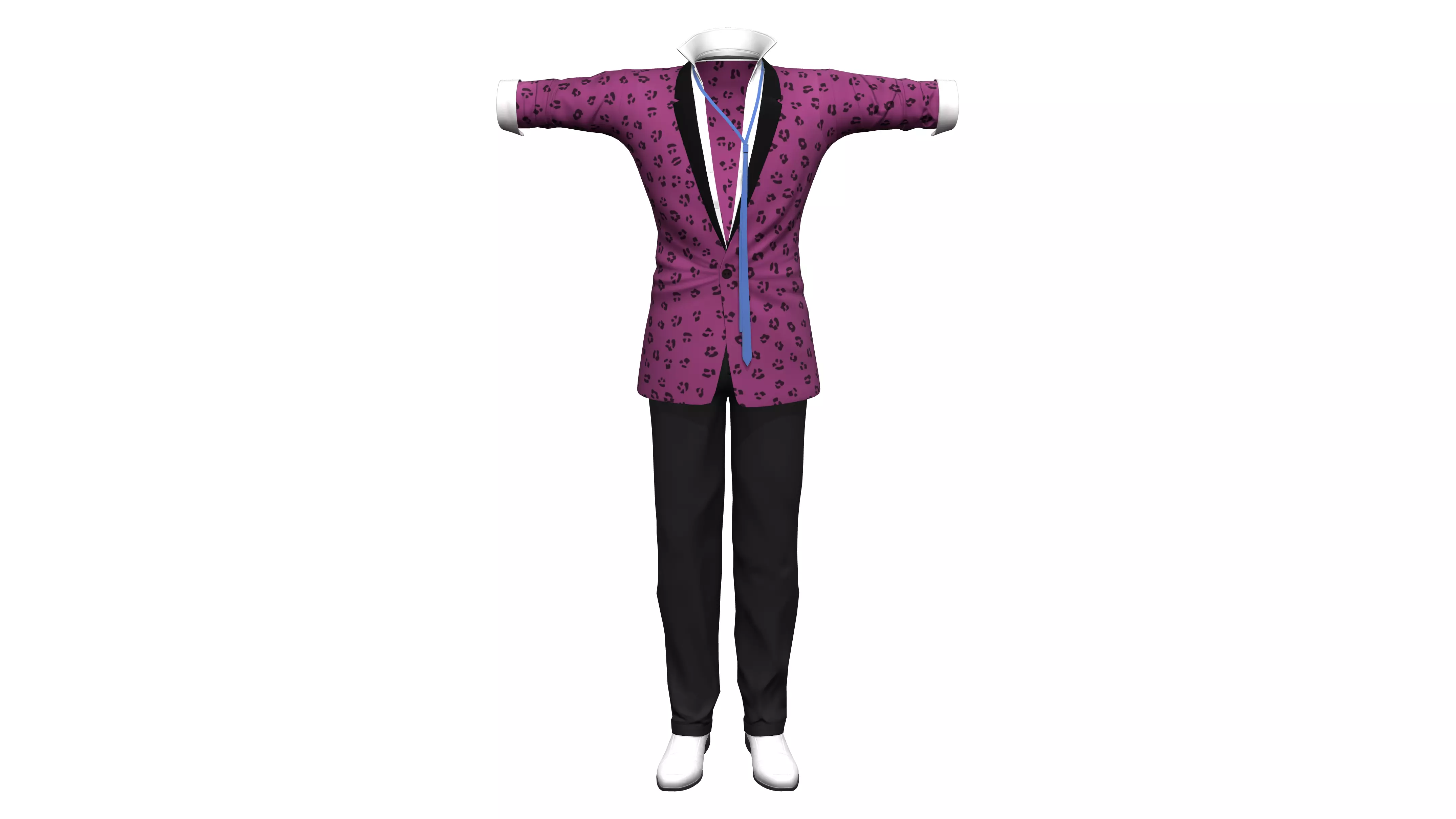 Men Colourful Retro Suit Jacket Pants Shoes Low-poly 3D model_0