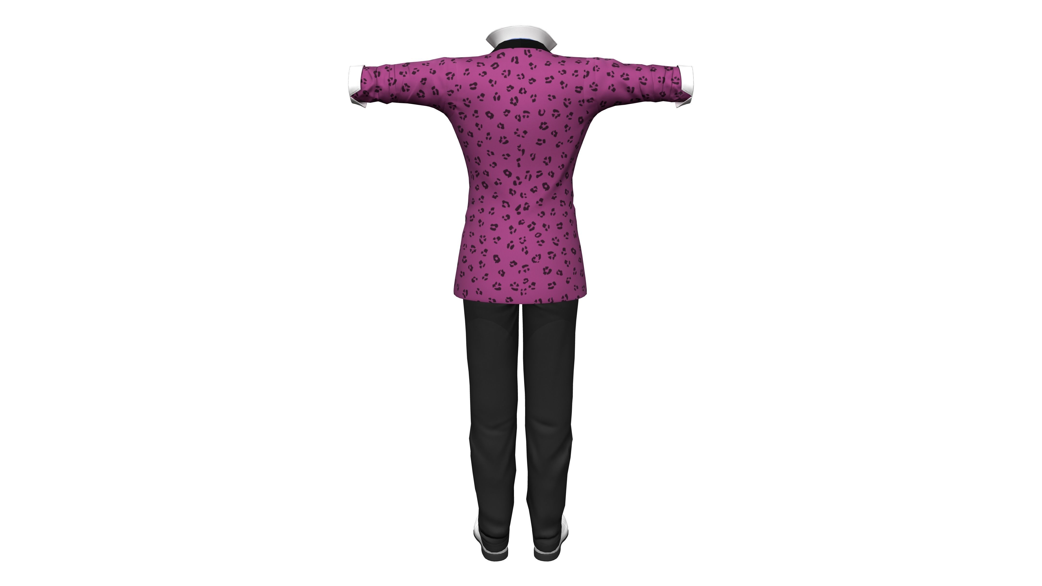 Men Colourful Retro Suit Jacket Pants Shoes Low-poly 3D model_4