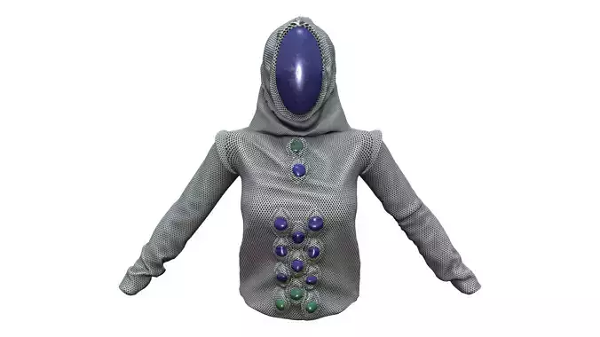 Futuristic Nano Suit Top With Outbreak Saver Hood Head Mask